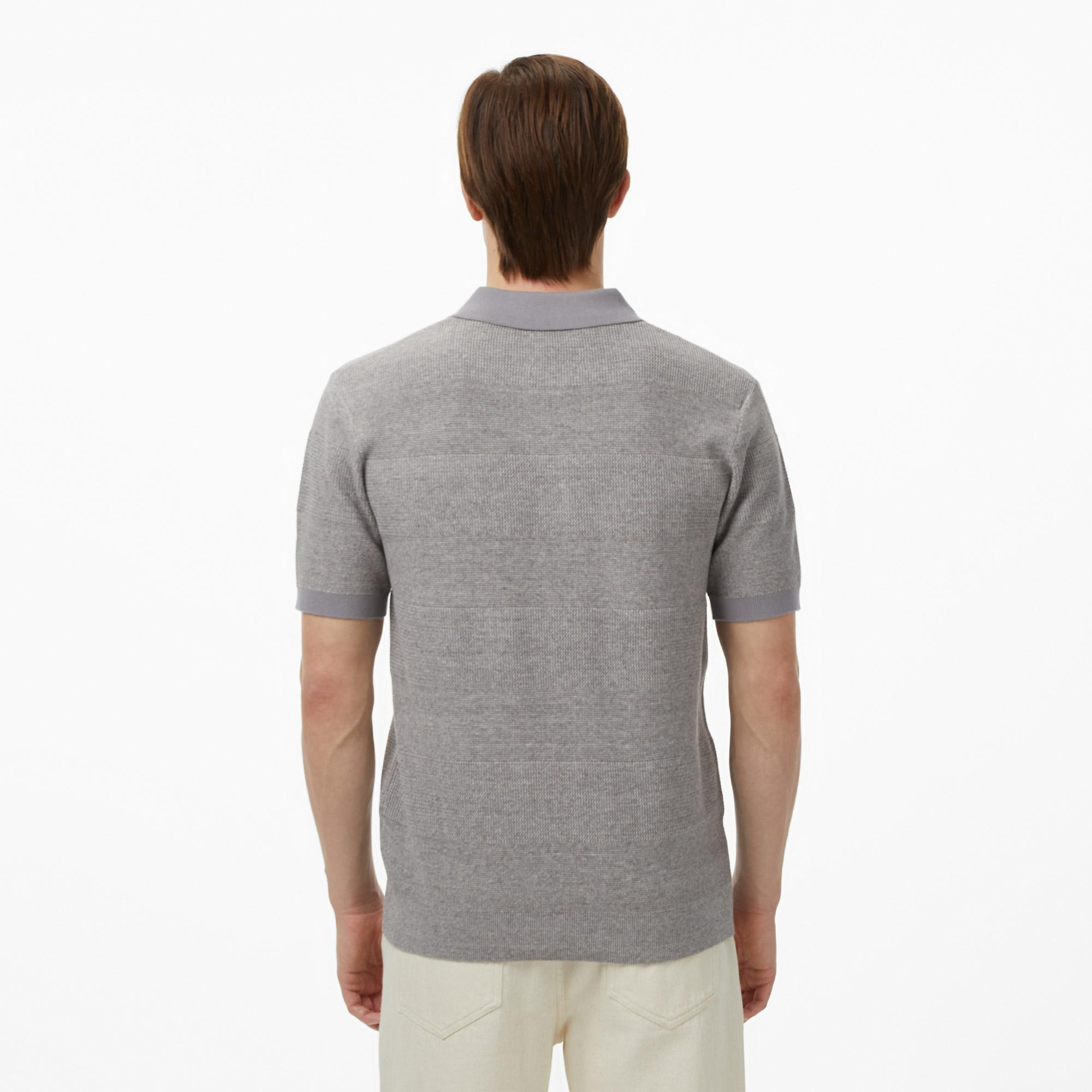 Scotch&Soda Knitted Tone On Tone Striped Regular Fit Erkek Gri Polo