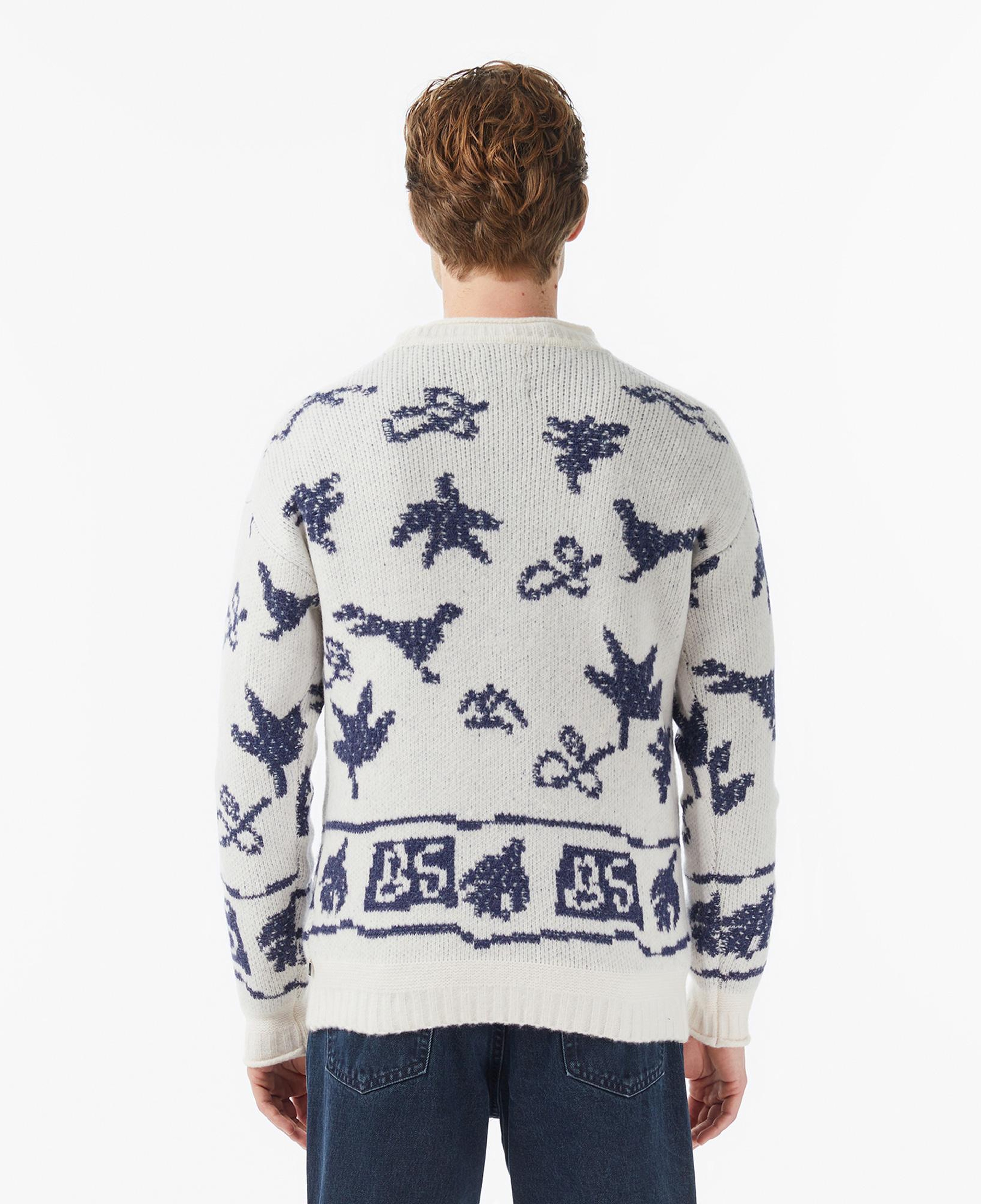 Scotch&Soda Jacquard Extra Dropped Erkek Beyaz Yün Karışımlı Triko