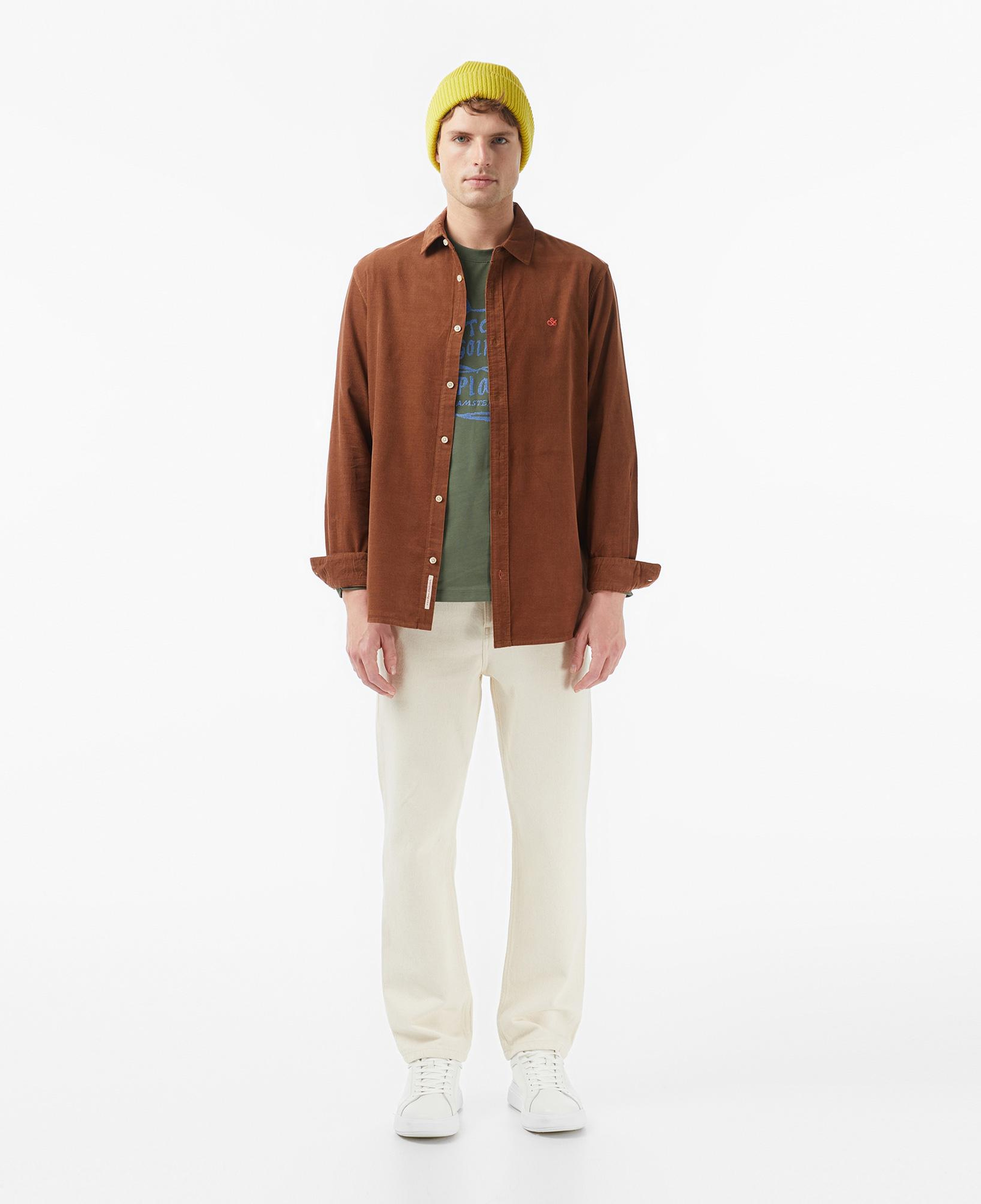 Scotch&Soda Regular-Fit Corduroy Erkek Kahverengi Gömlek