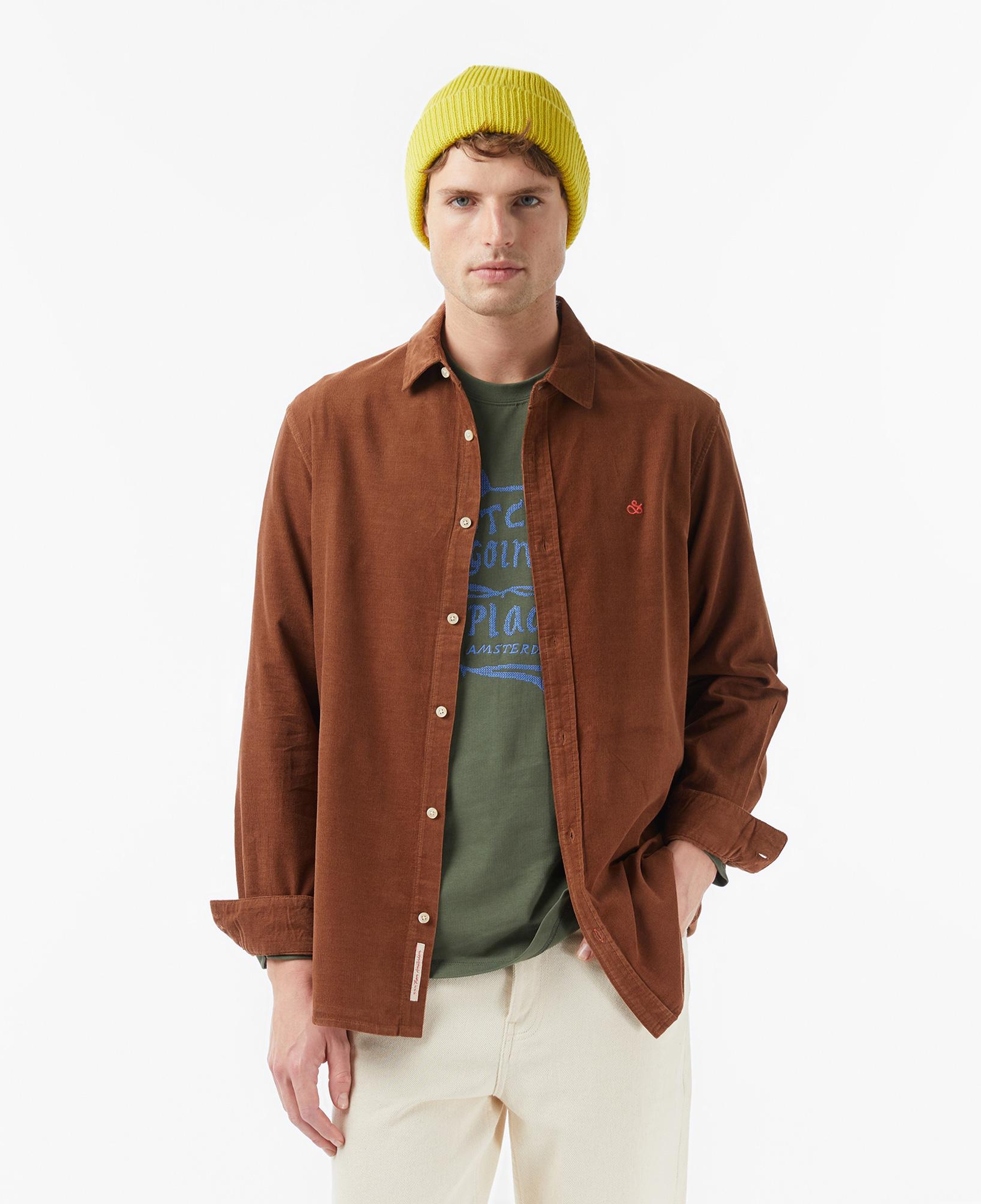Scotch&Soda Regular-Fit Corduroy Erkek Kahverengi Gömlek