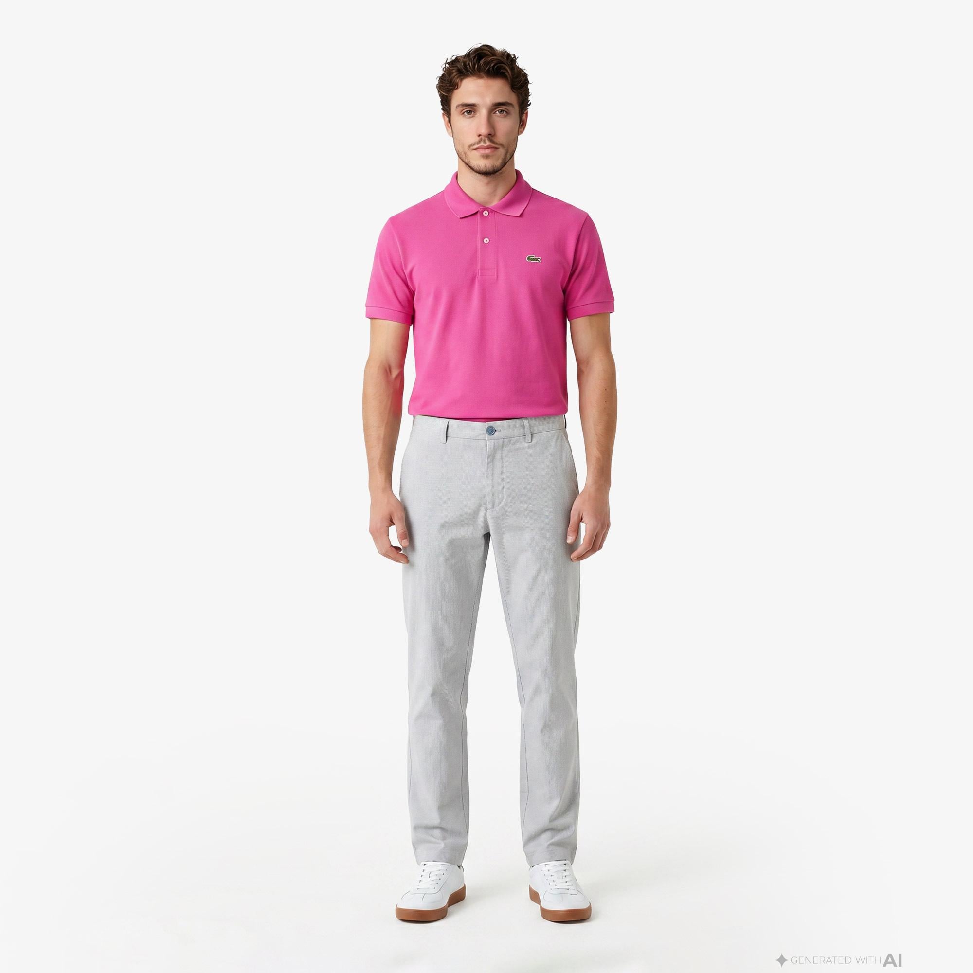 Lacoste Classic Fit Erkek Pembe Keten Karışımlı Pantolon
