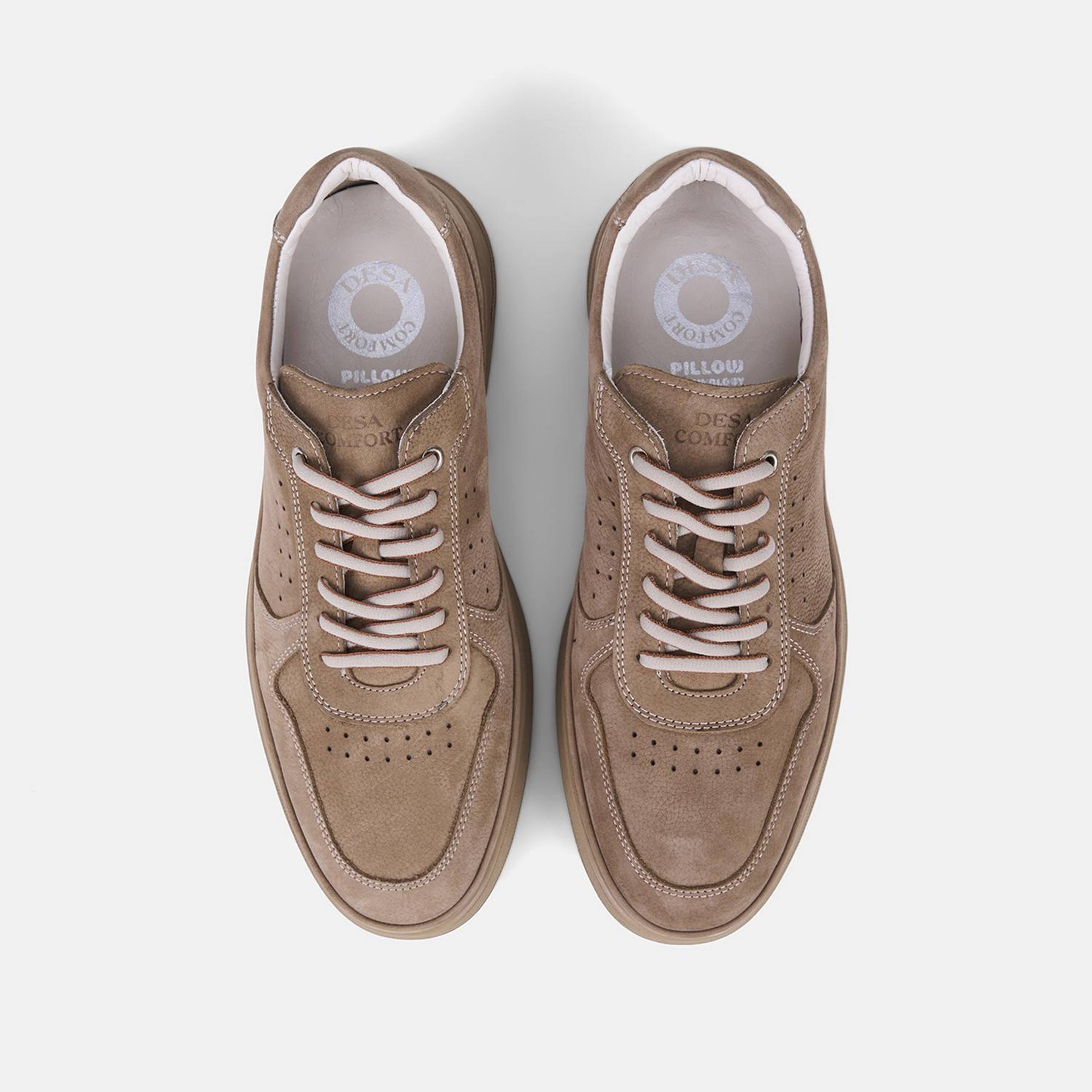 Erkek Vizon DesaComfort Bağcıklı Nubuk Deri Sneaker