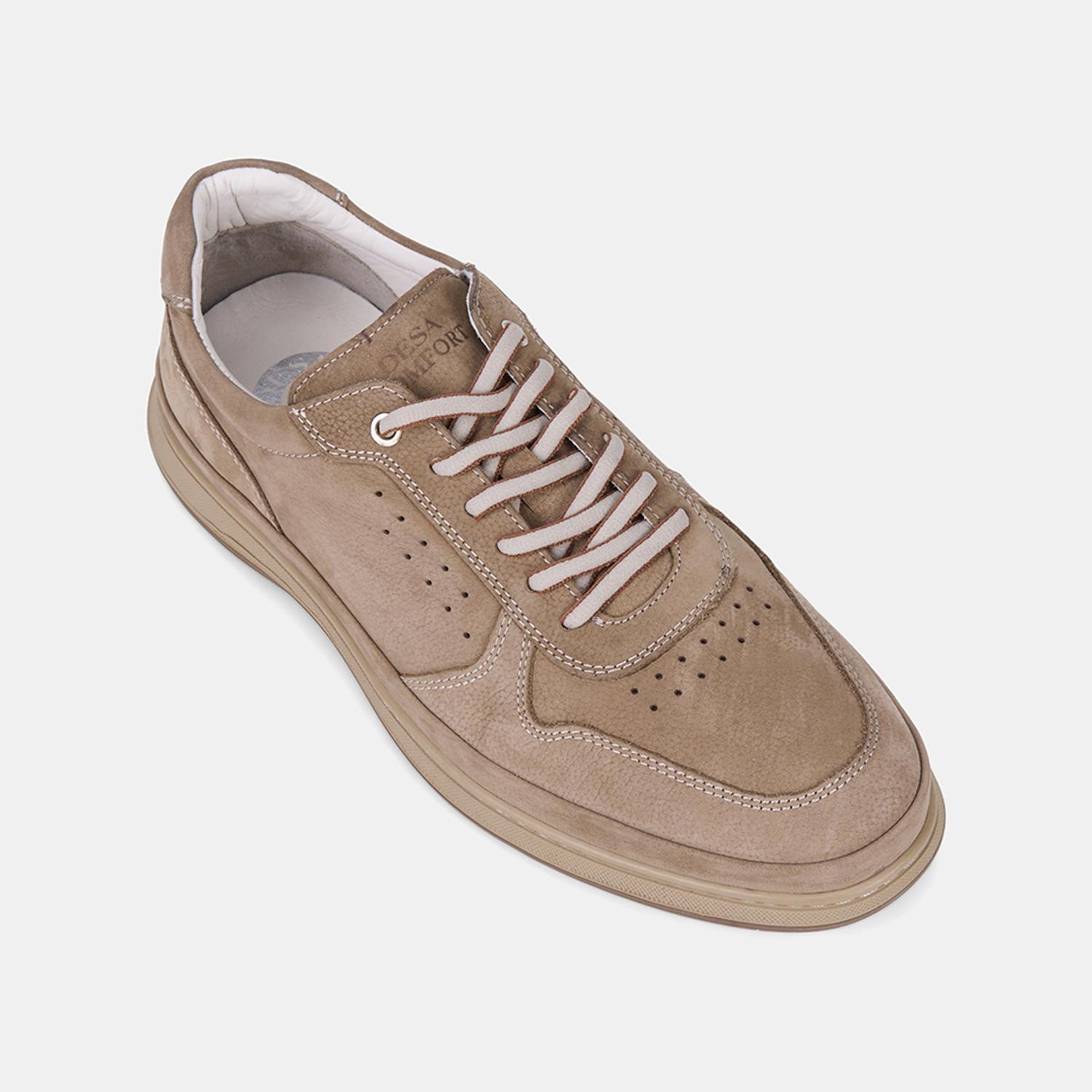 Erkek Vizon DesaComfort Bağcıklı Nubuk Deri Sneaker