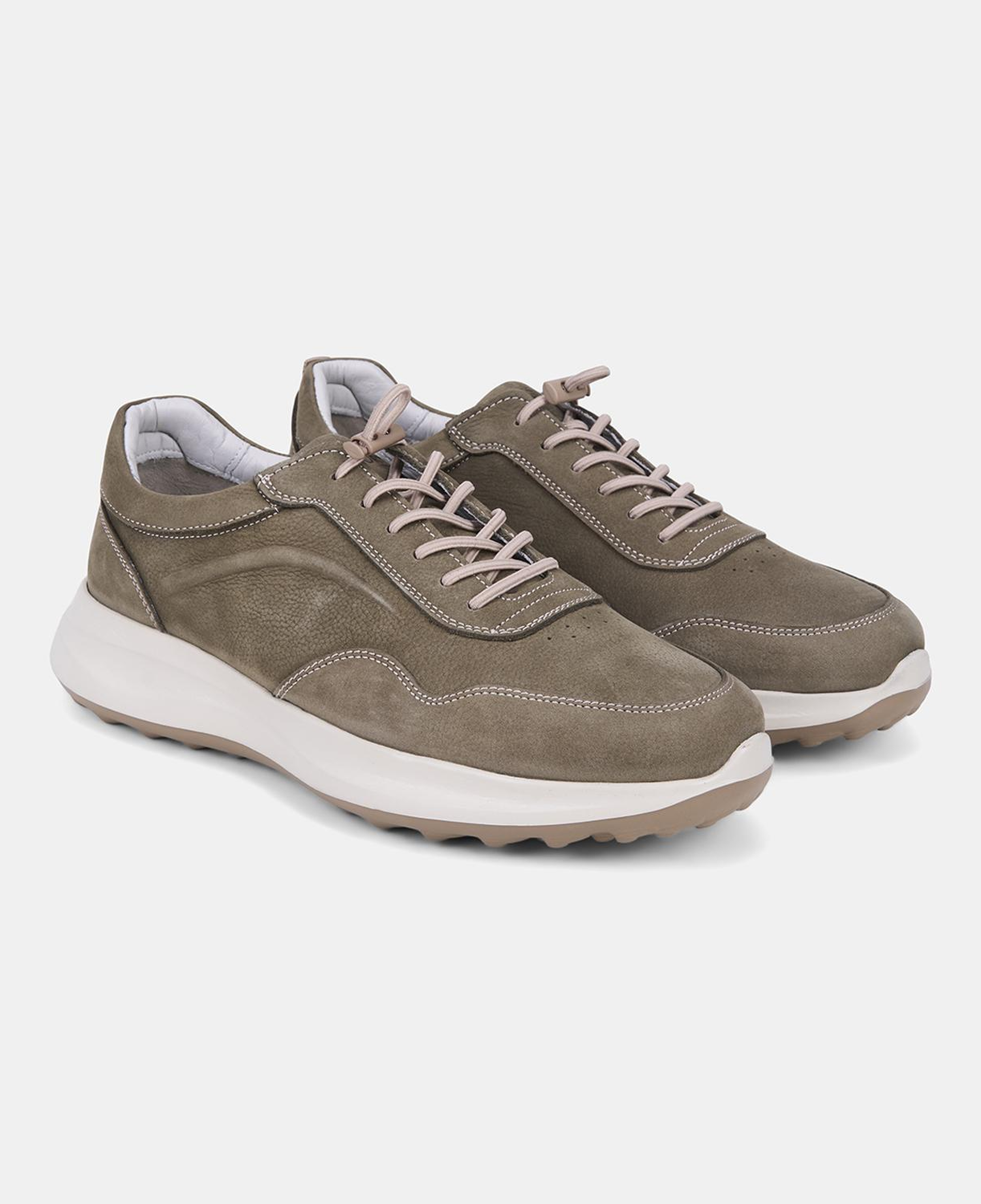 Erkek Haki DesaComfort Bağcıklı Deri Sneaker