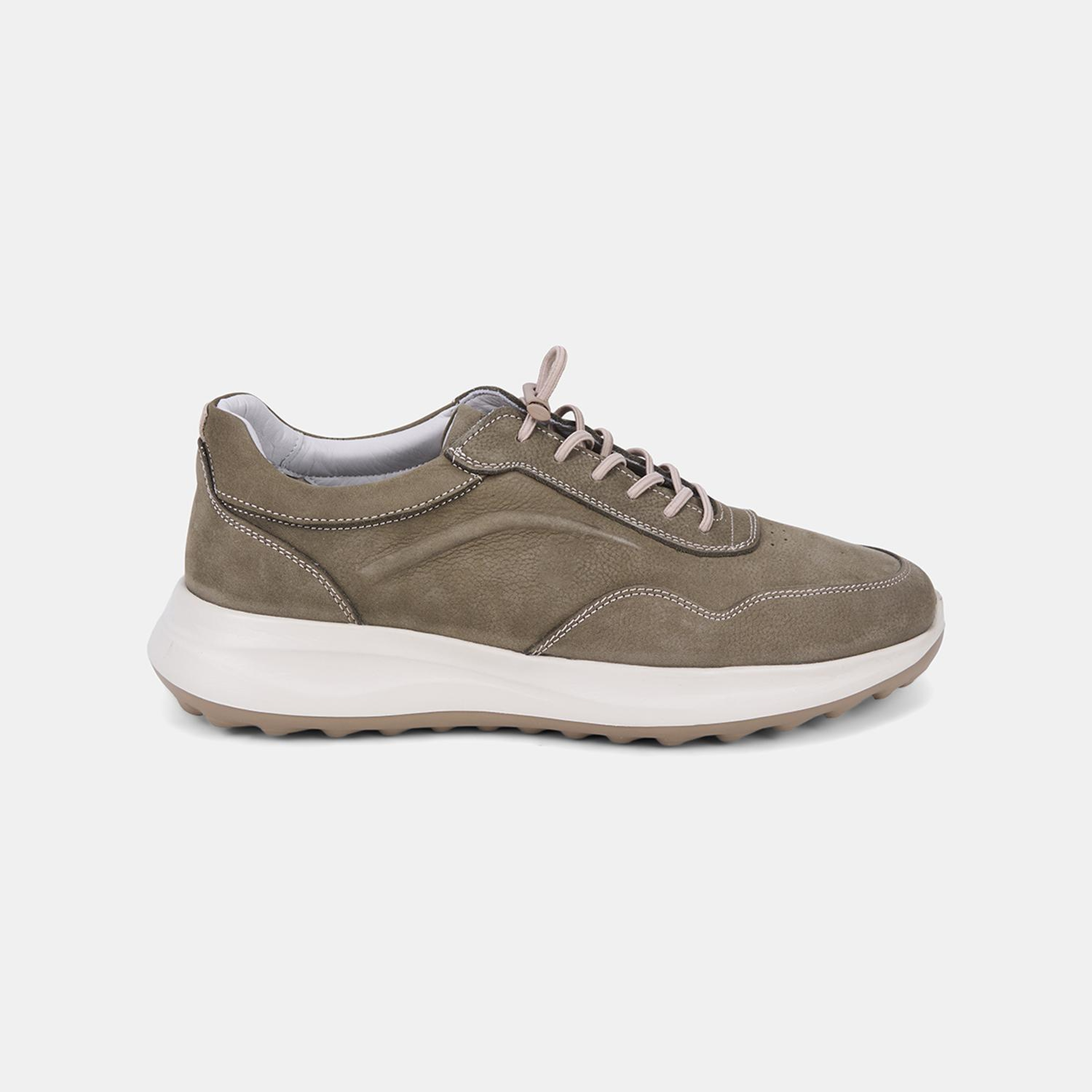 Erkek Haki DesaComfort Bağcıklı Deri Sneaker
