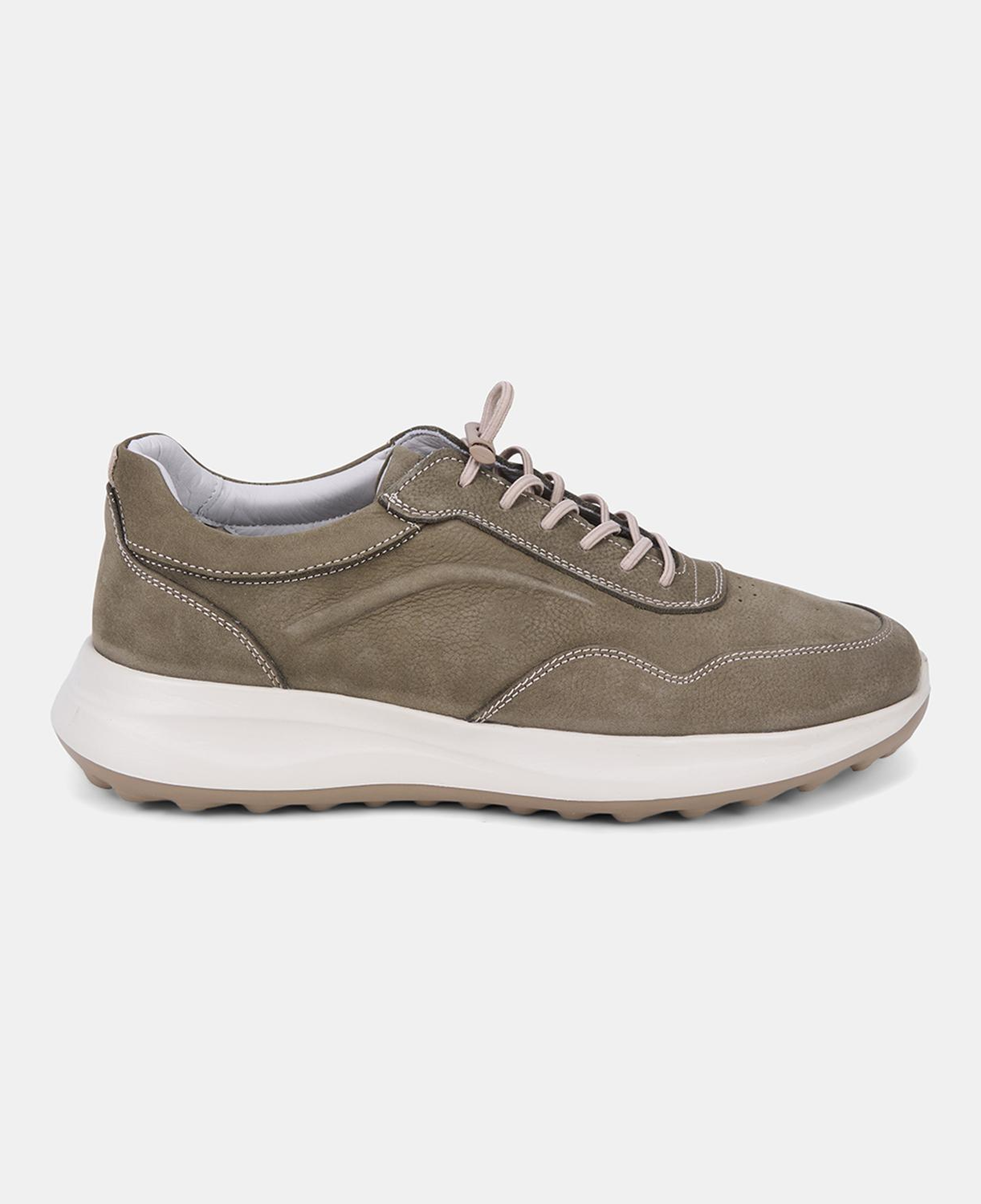 Erkek Haki DesaComfort Bağcıklı Deri Sneaker