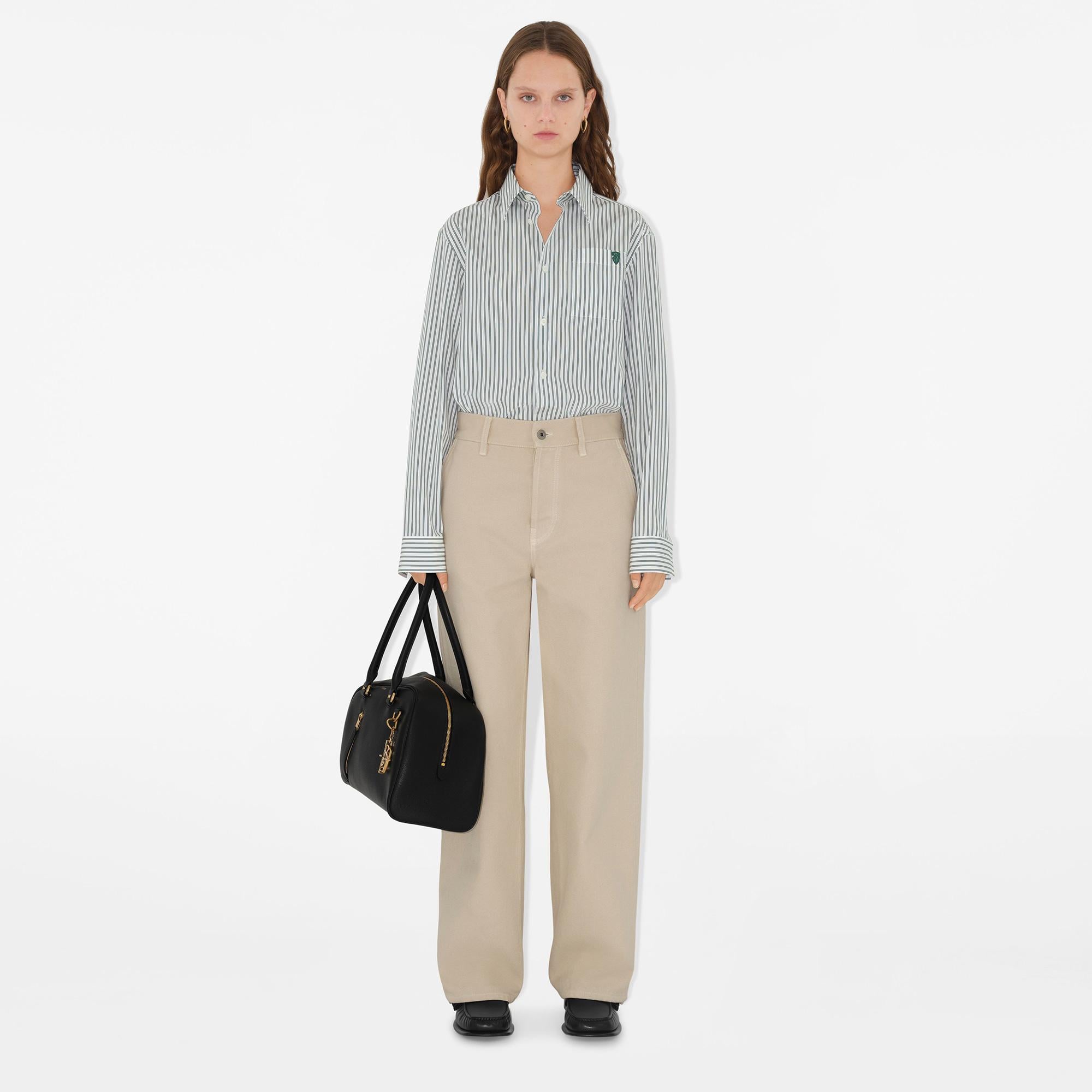 Burberry Striped Cotton Kadın Beyaz Gömlek