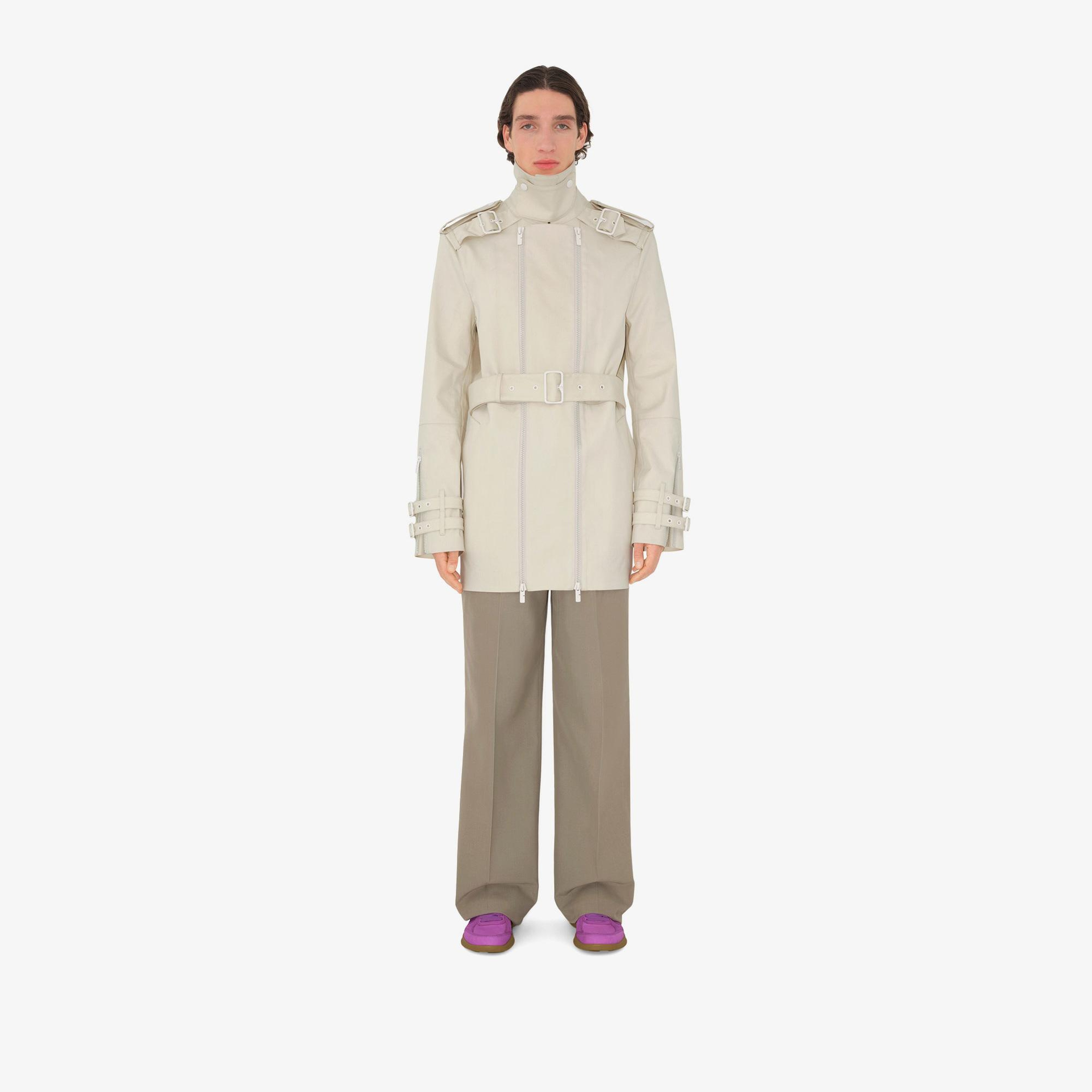 Burberry Tec Bonded Cotton Erkek Beyaz Trençkot