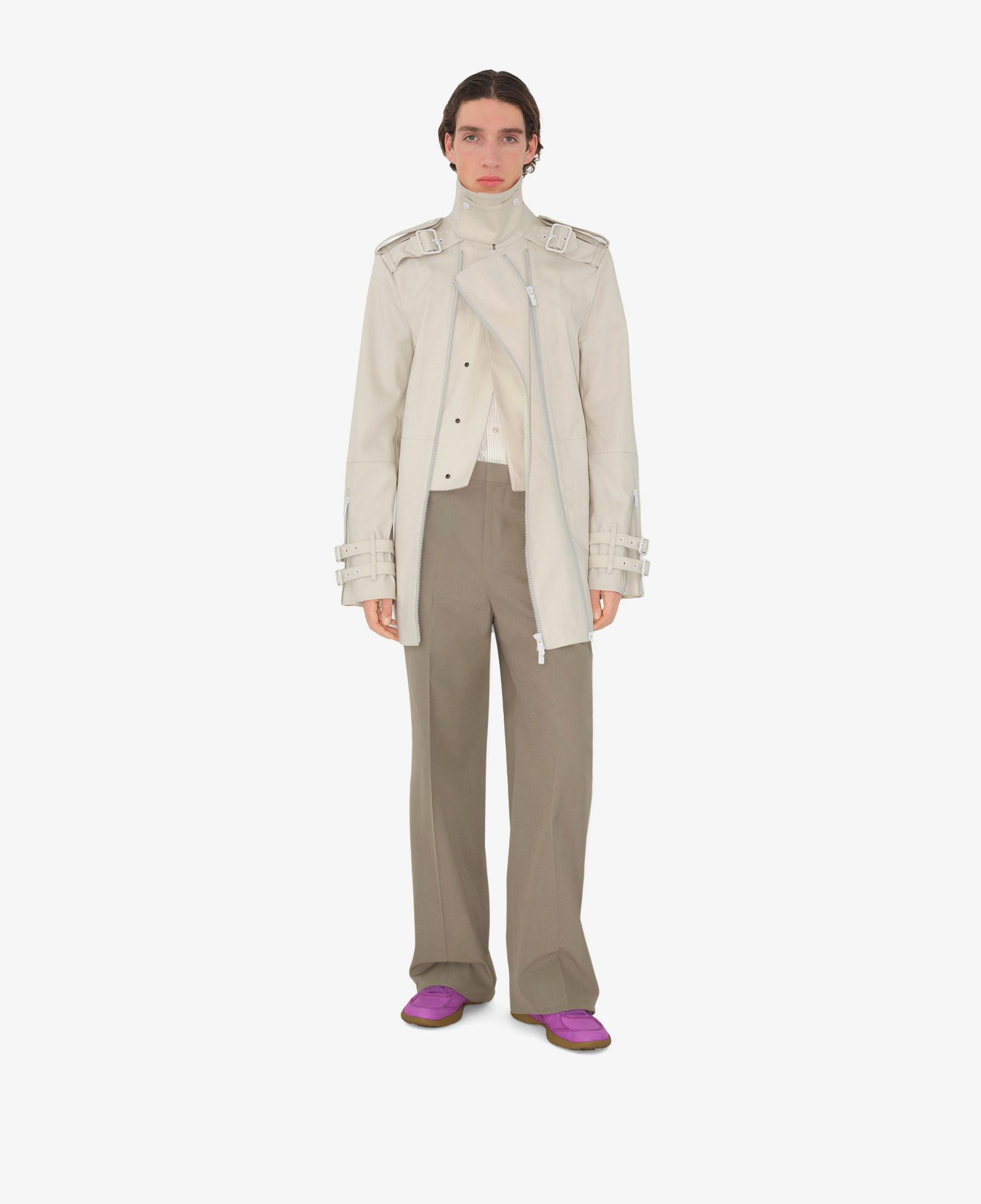 Burberry Tec Bonded Cotton Erkek Beyaz Trençkot