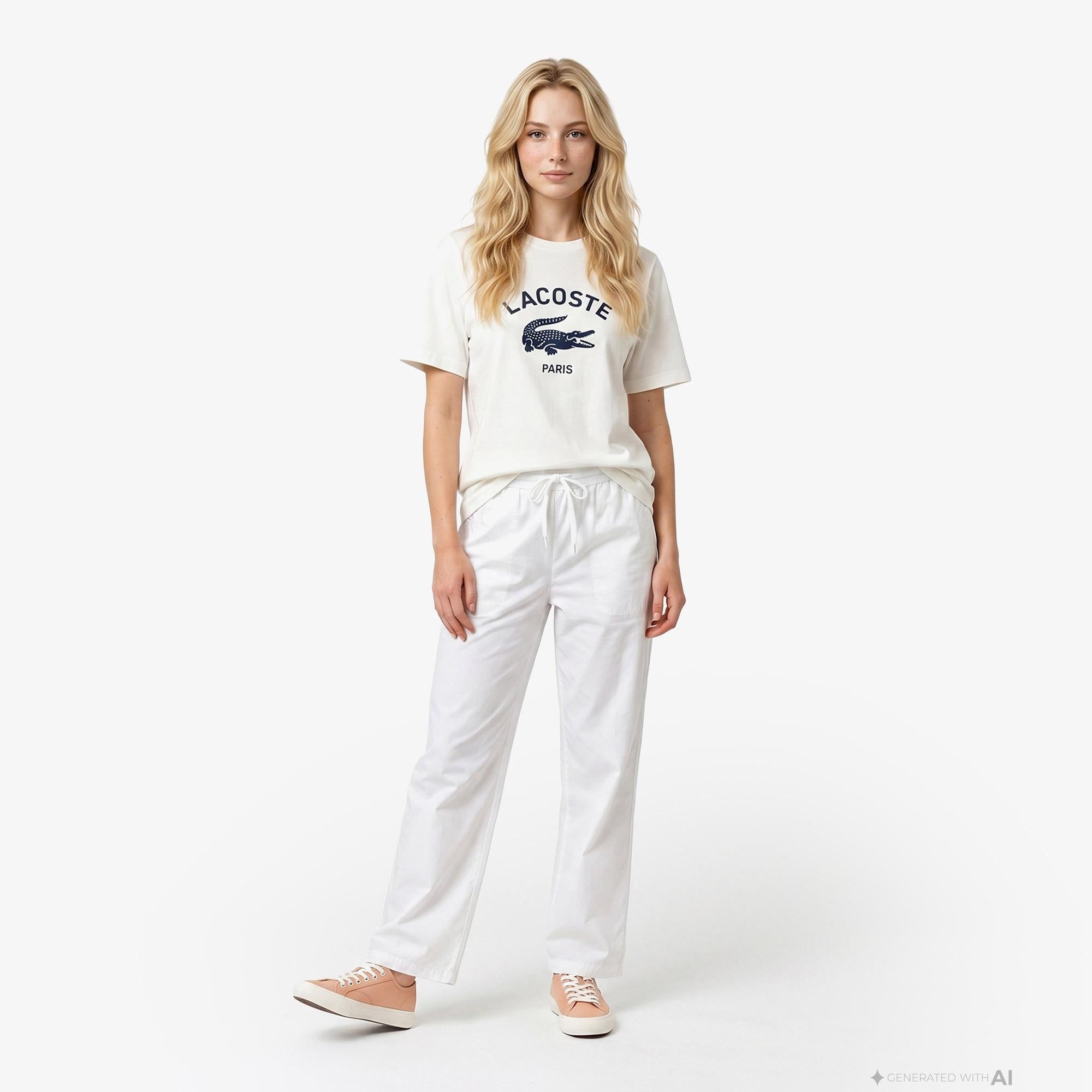Lacoste Kadın Beyaz Pantolon