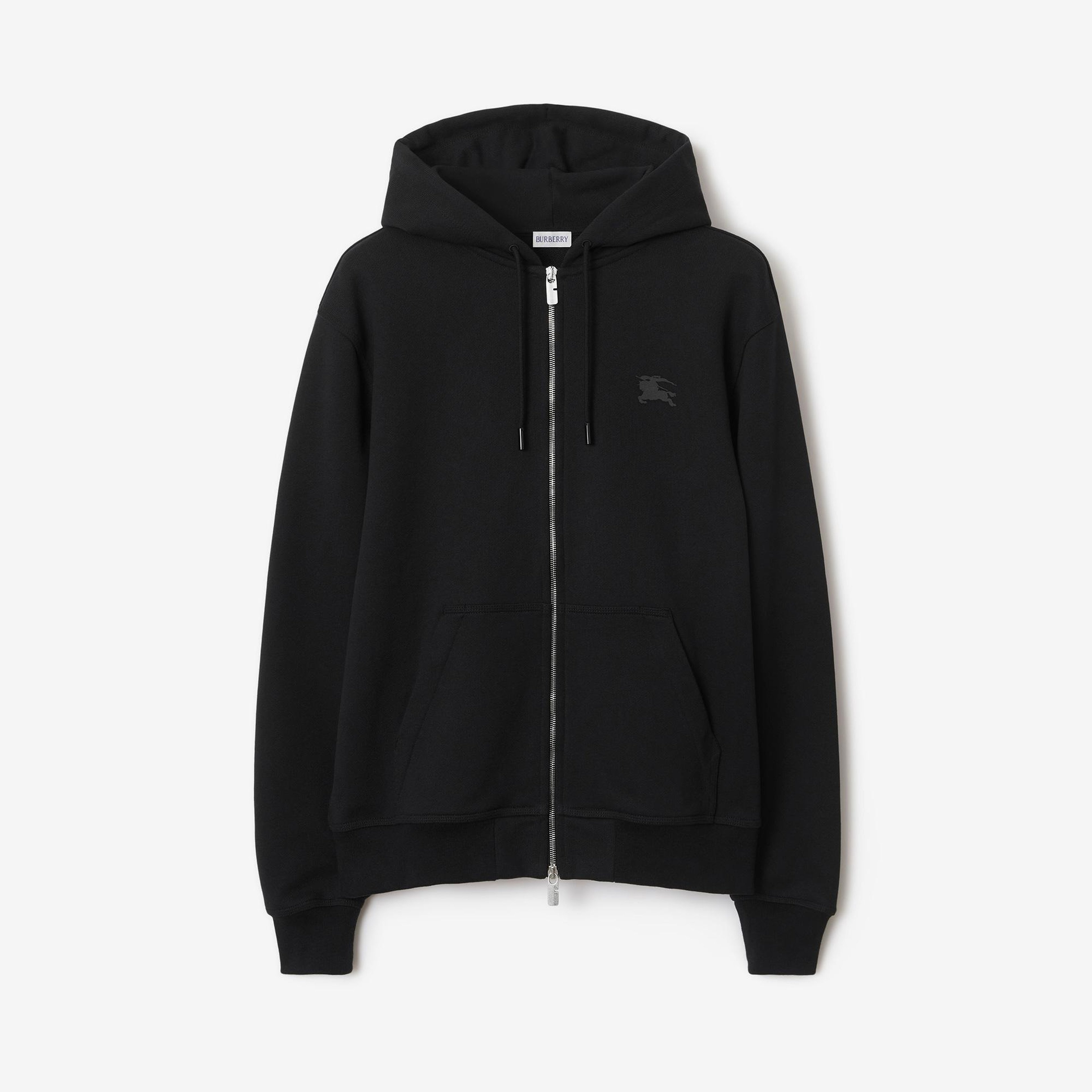 Burberry Sic Badge Cotton Zip Erkek Siyah Hoodie
