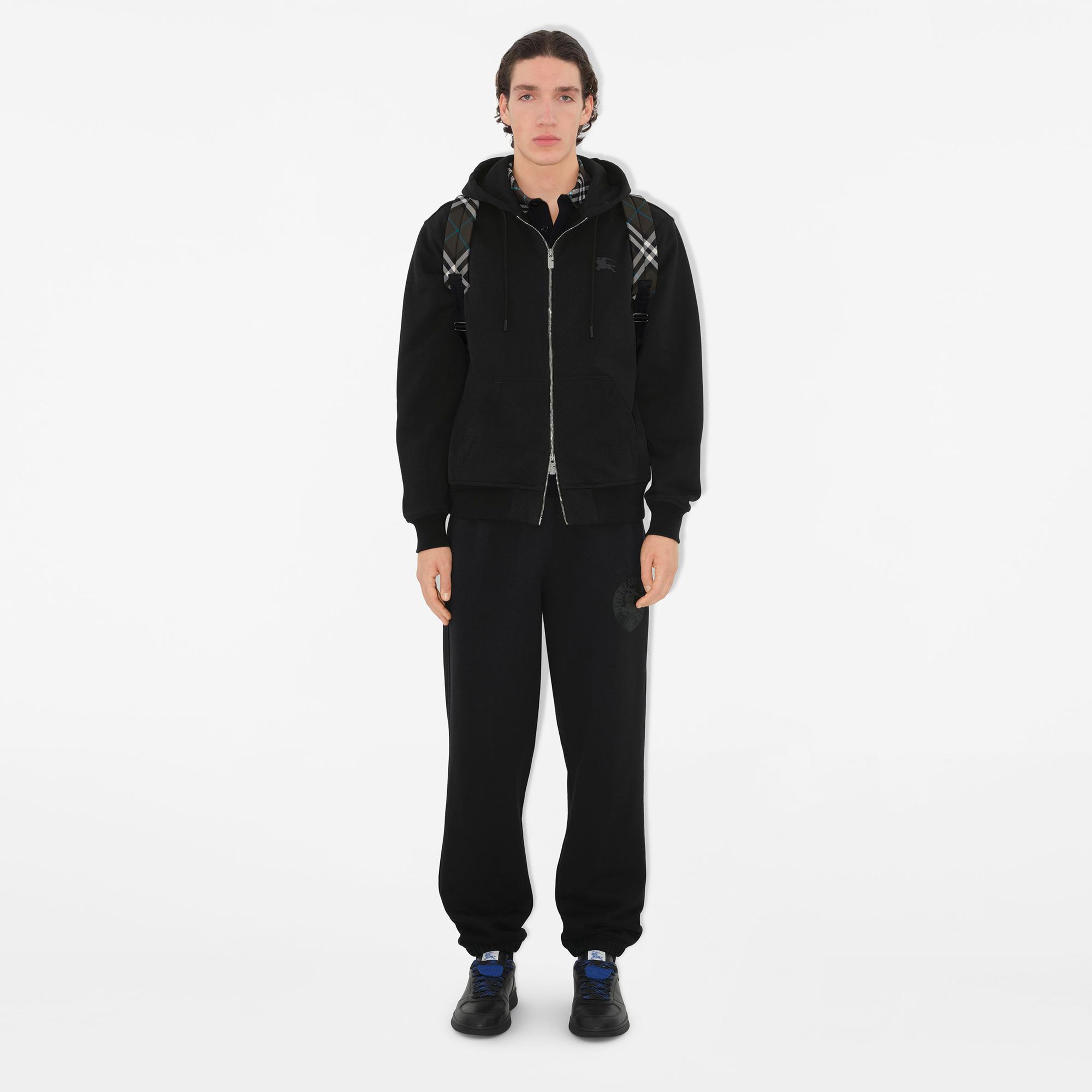 Burberry Sic Badge Cotton Zip Erkek Siyah Hoodie