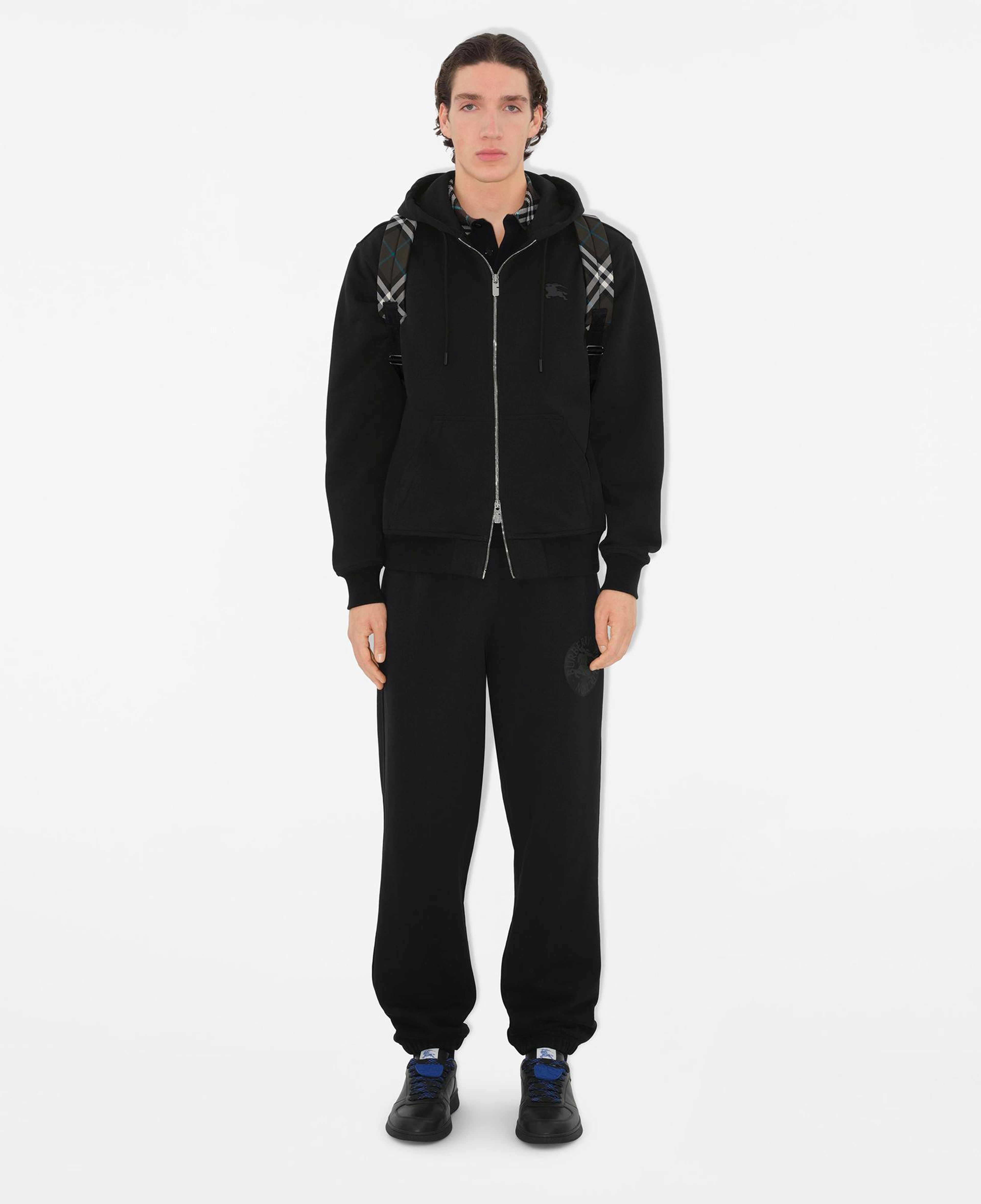 Burberry Sic Badge Cotton Zip Erkek Siyah Hoodie