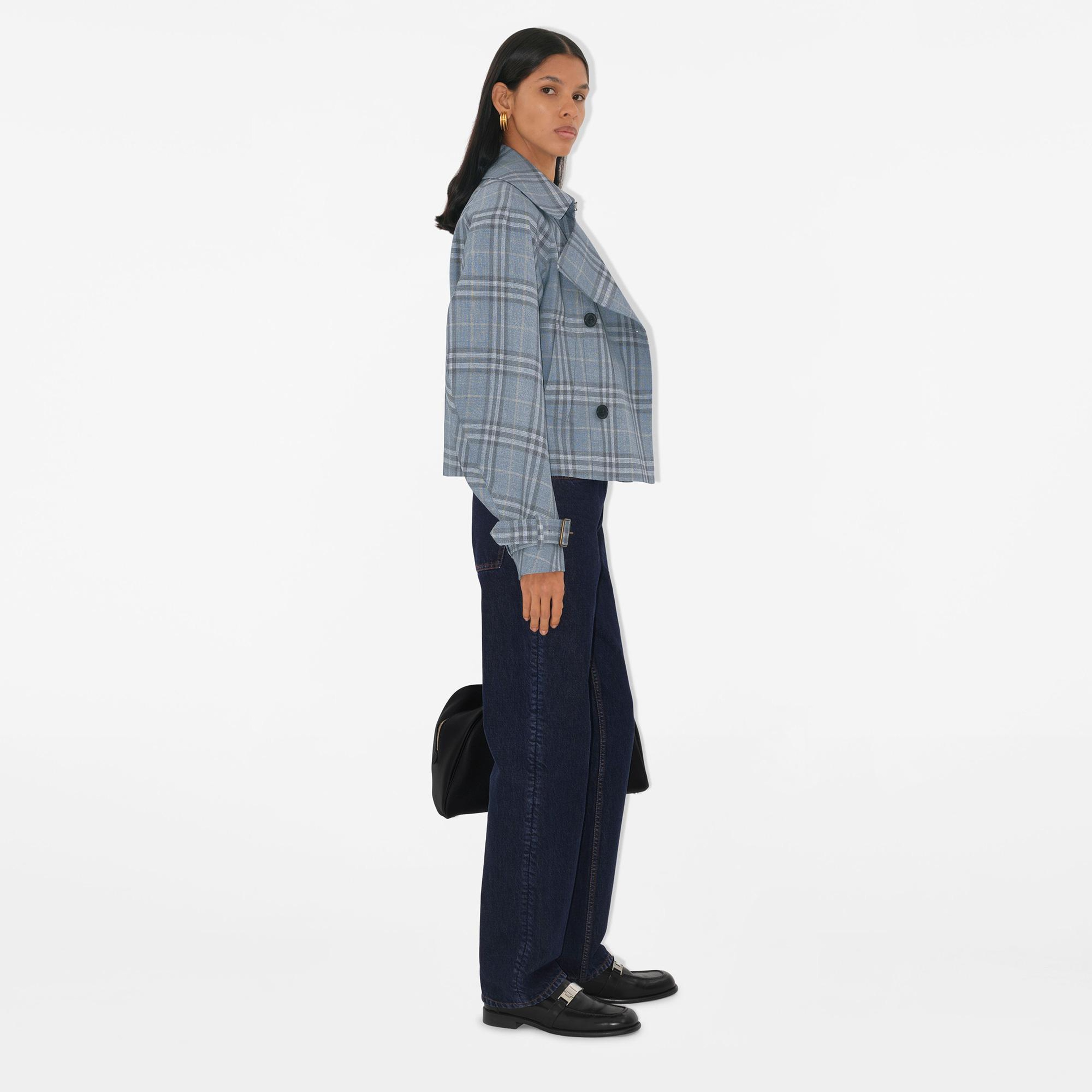 Burberry Cas Silk Blend Kadın Mavi Trençkot