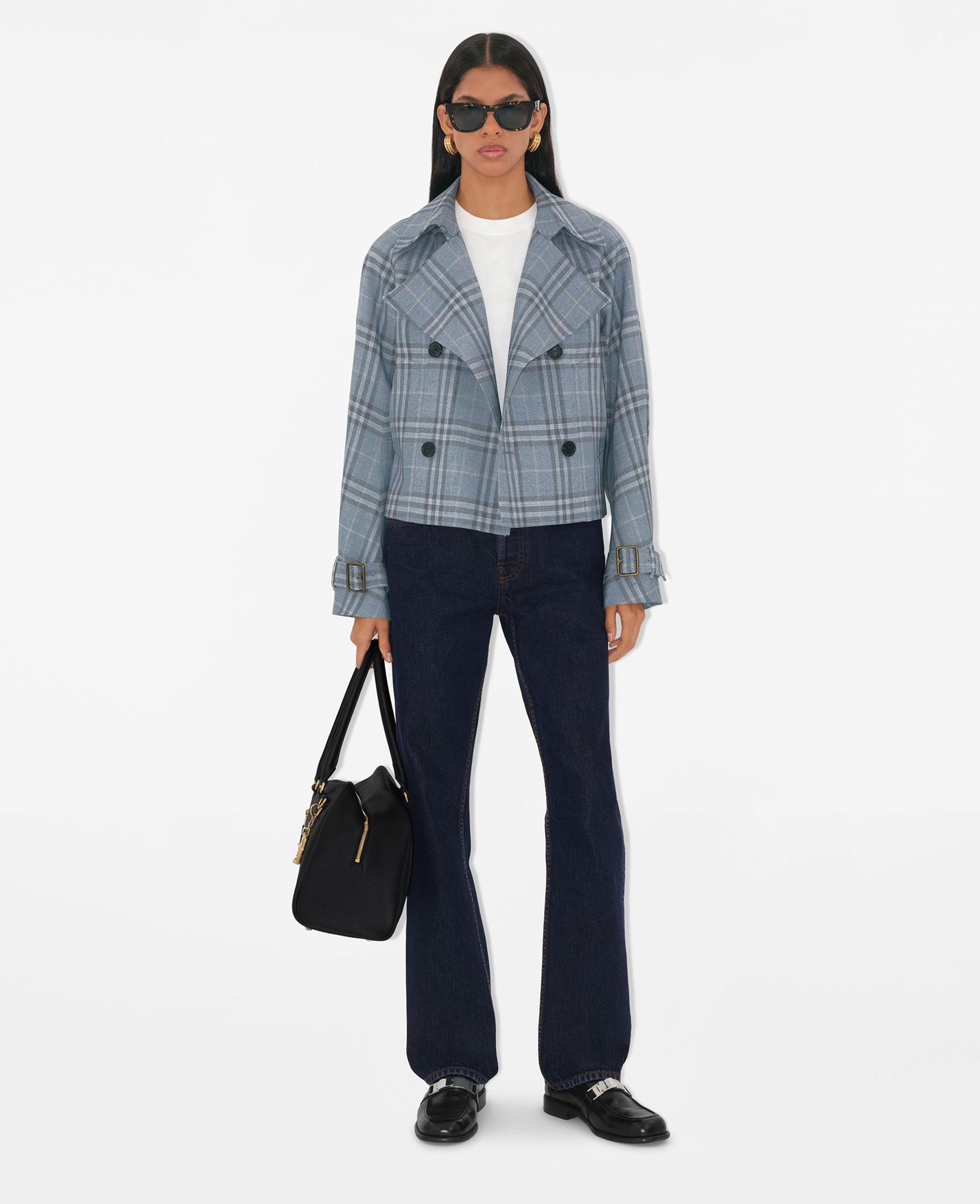 Burberry Cas Silk Blend Kadın Mavi Trençkot