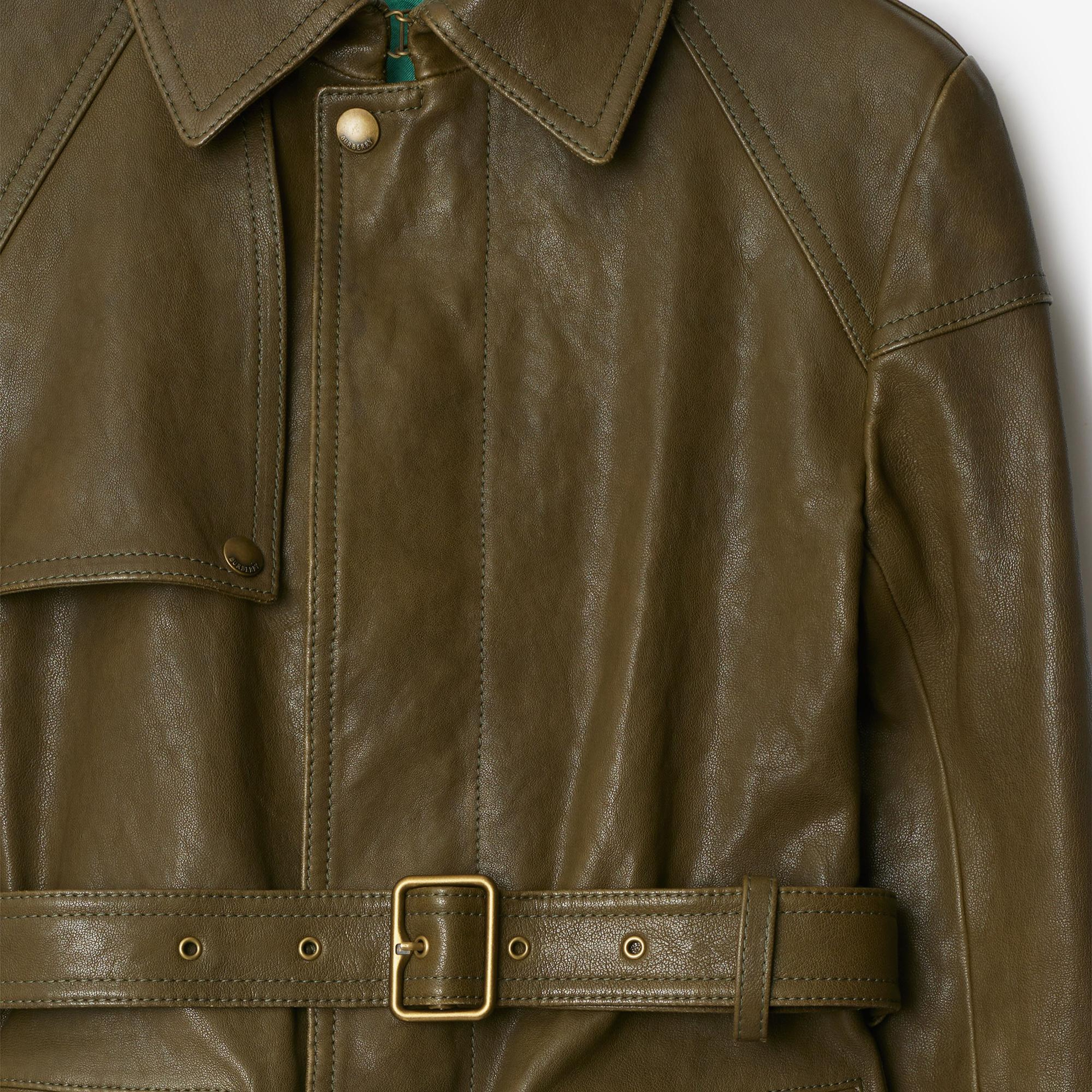 Burberry Mor Ed Leather Kadın Yeşil Mont