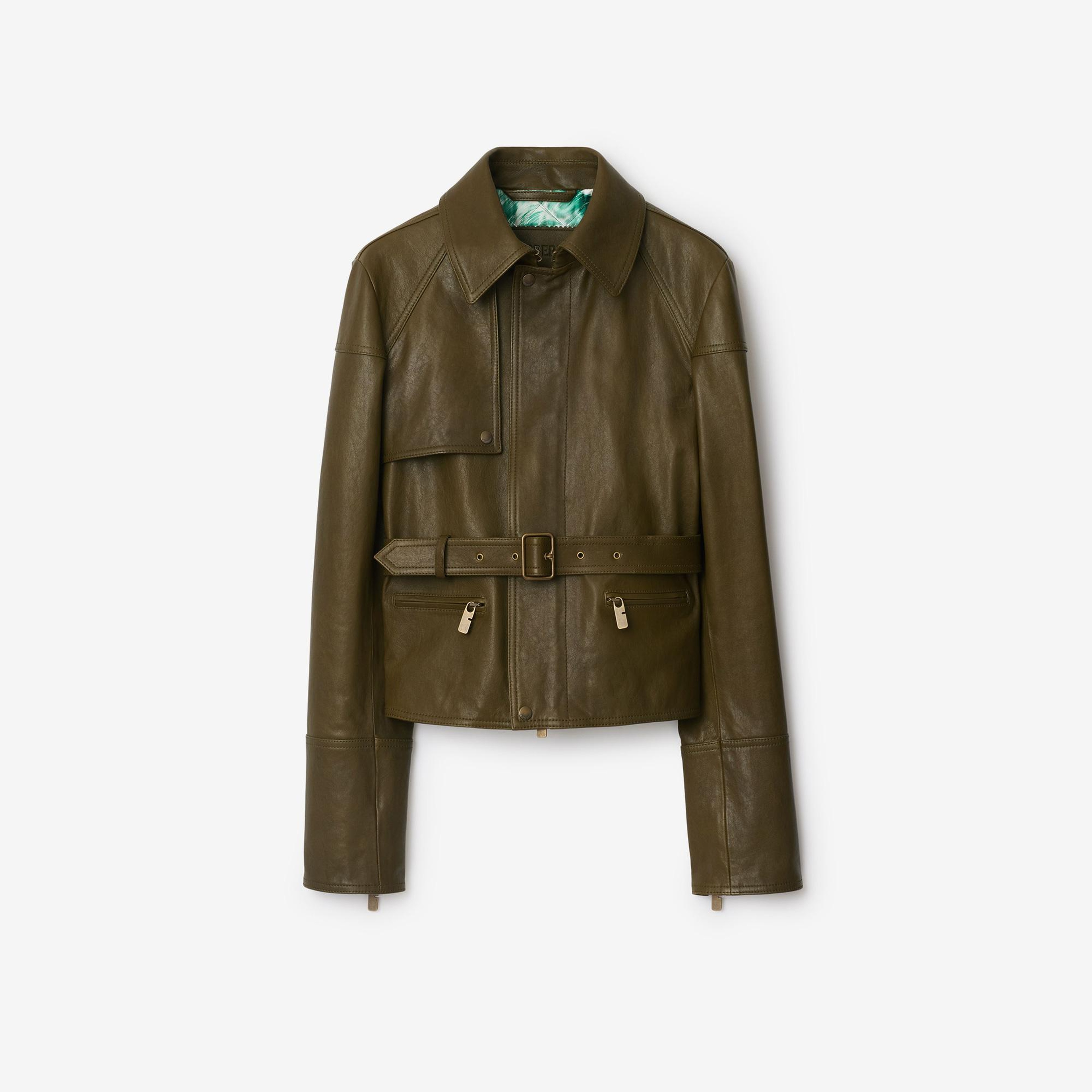 Burberry Mor Ed Leather Kadın Yeşil Mont
