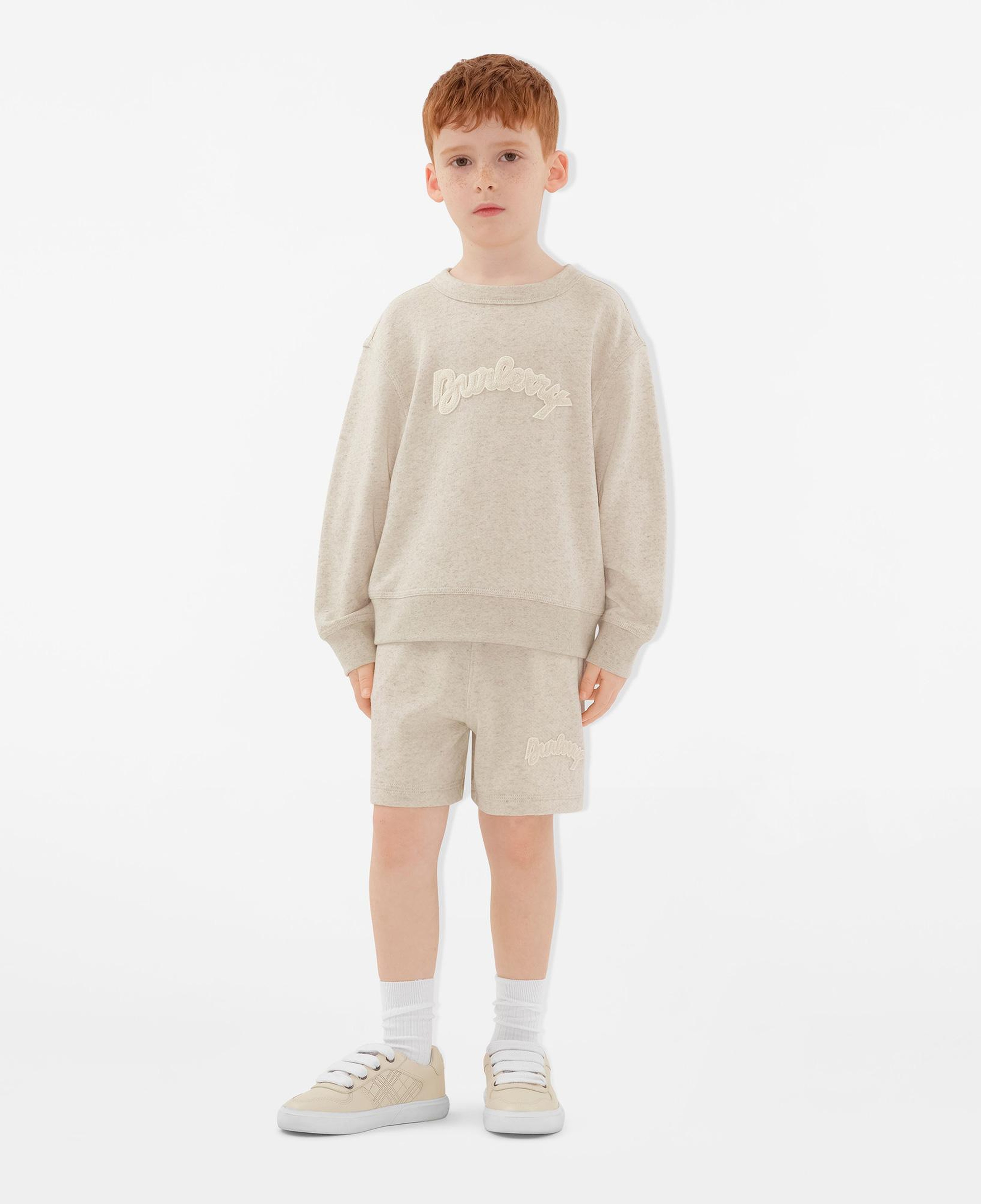 Burberry Mathew Logo Cotton Linen Çocuk Krem Sweatshirt