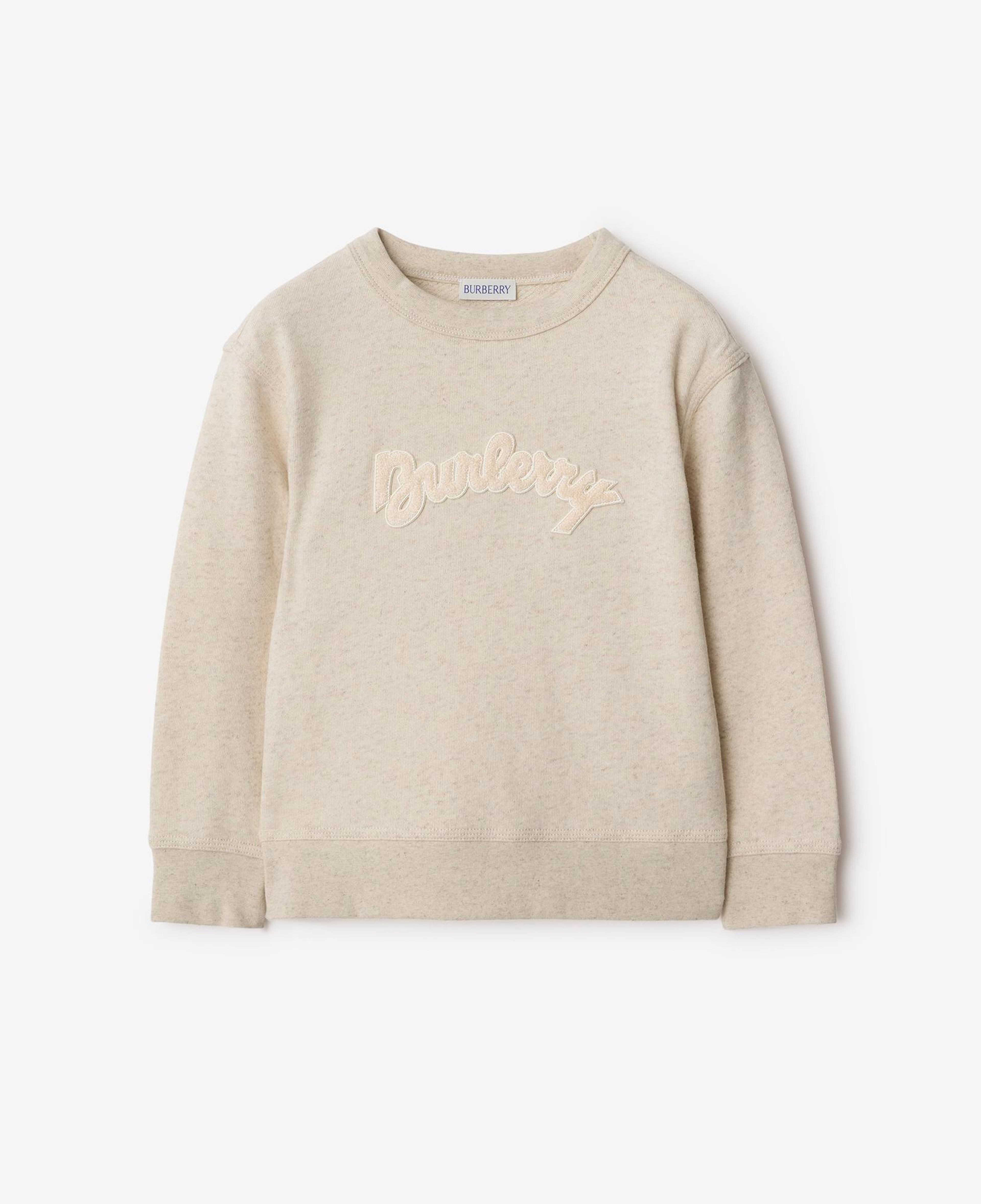 Burberry Mathew Logo Cotton Linen Çocuk Krem Sweatshirt