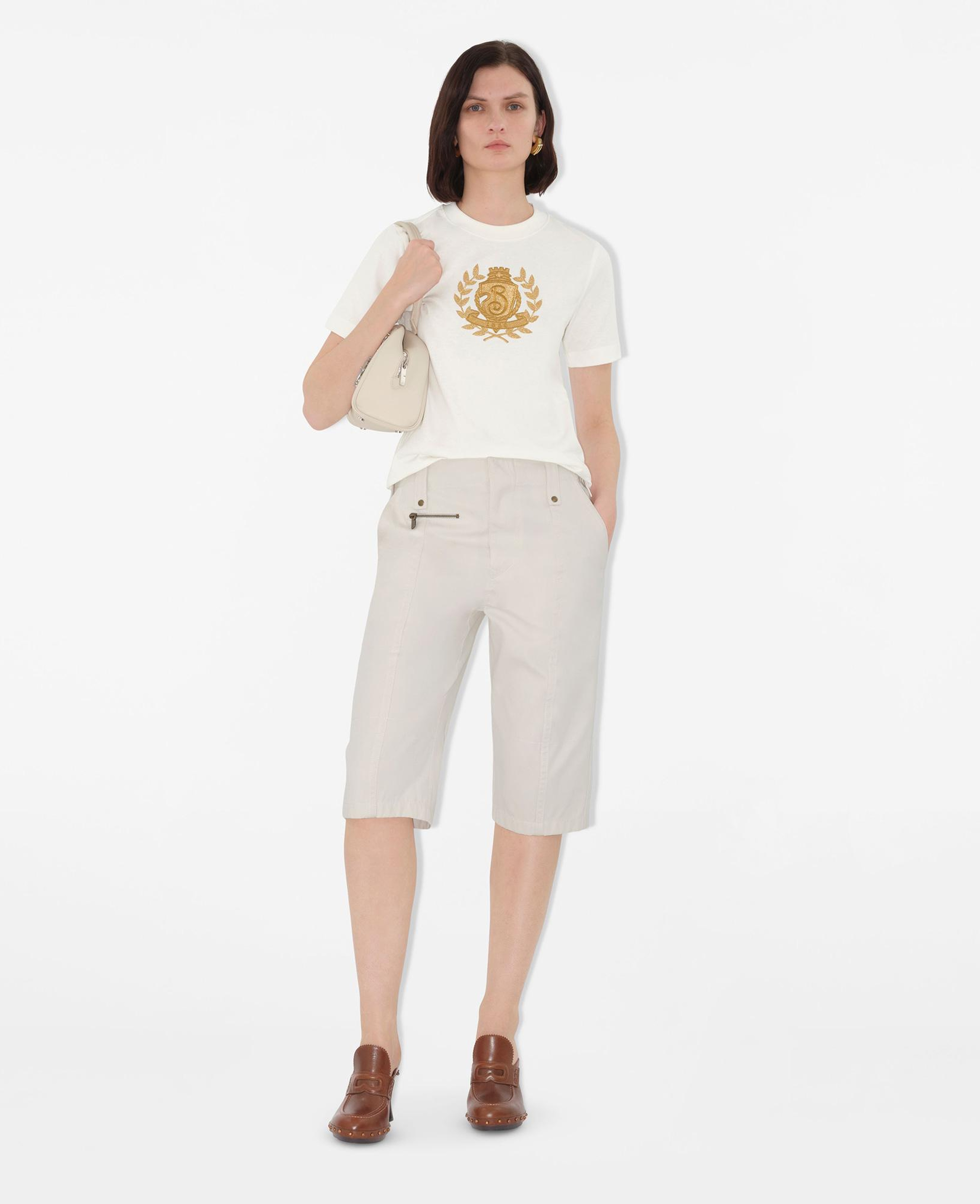 Burberry Sic Crest Cotton Kadın Beyaz T-Shirt