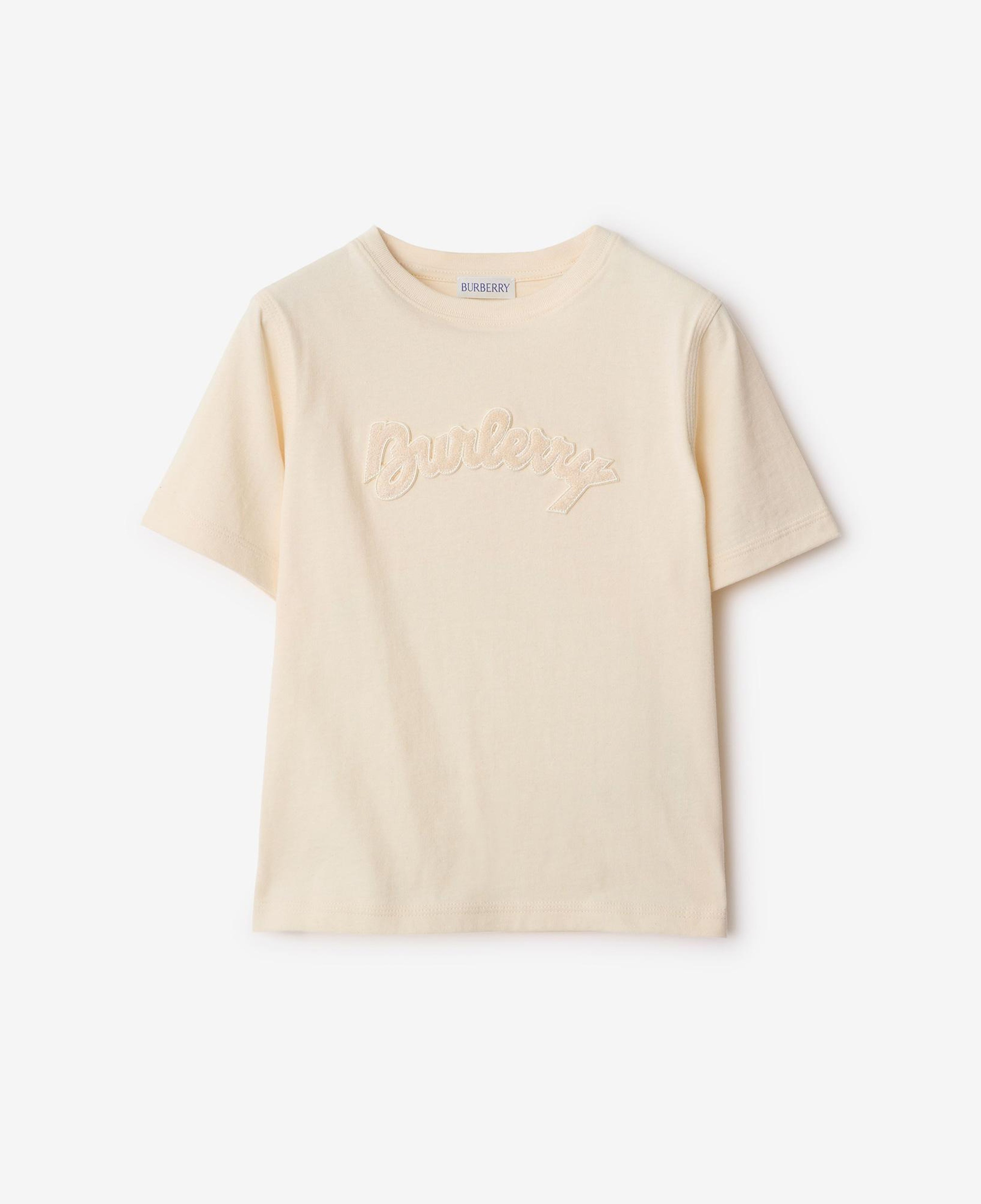 Burberry Cedar Logo Cotton Çocuk Krem T-Shirt