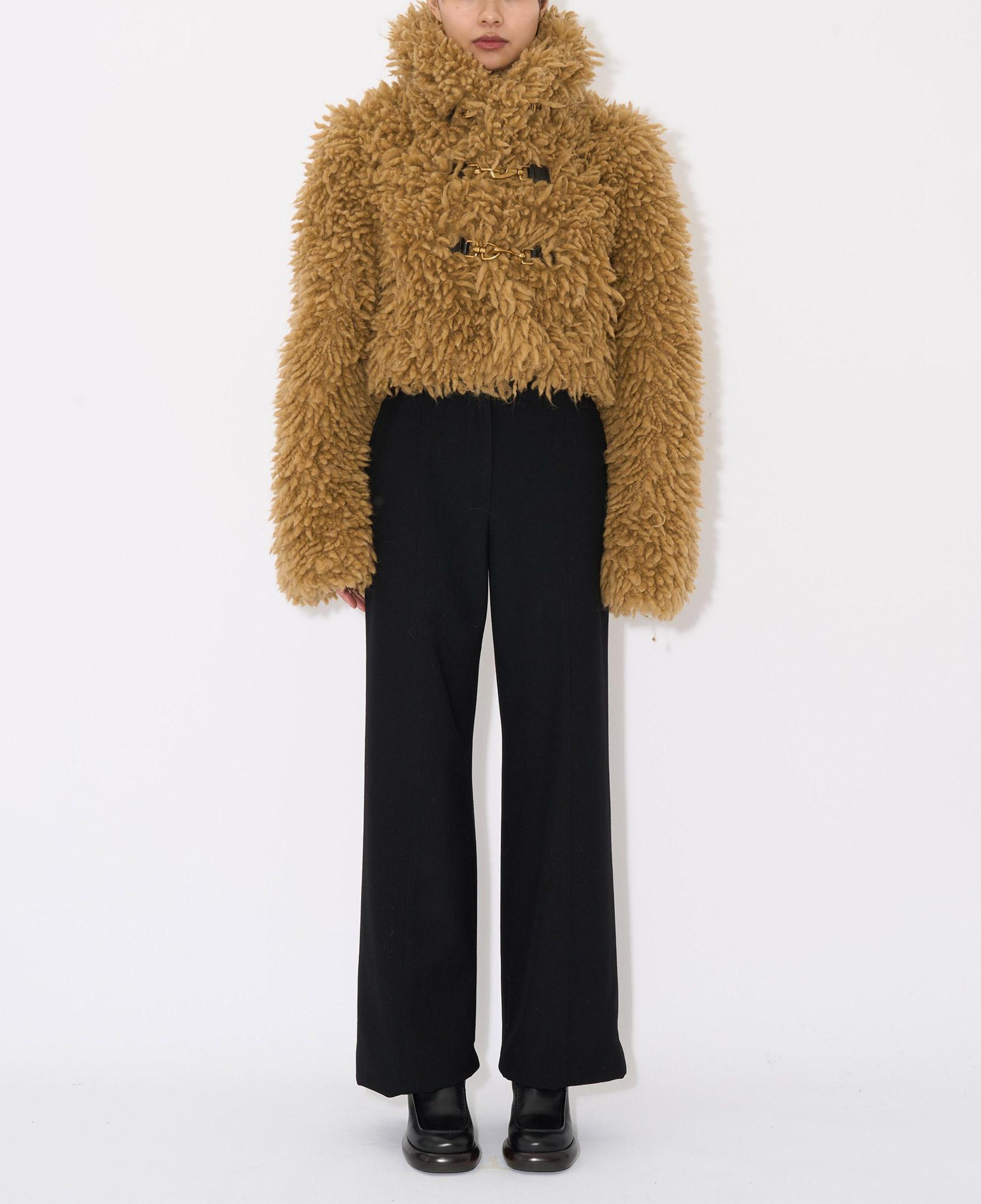 Burberry Giu Cropped Wool Blend Fringe Kadın Bej Mont