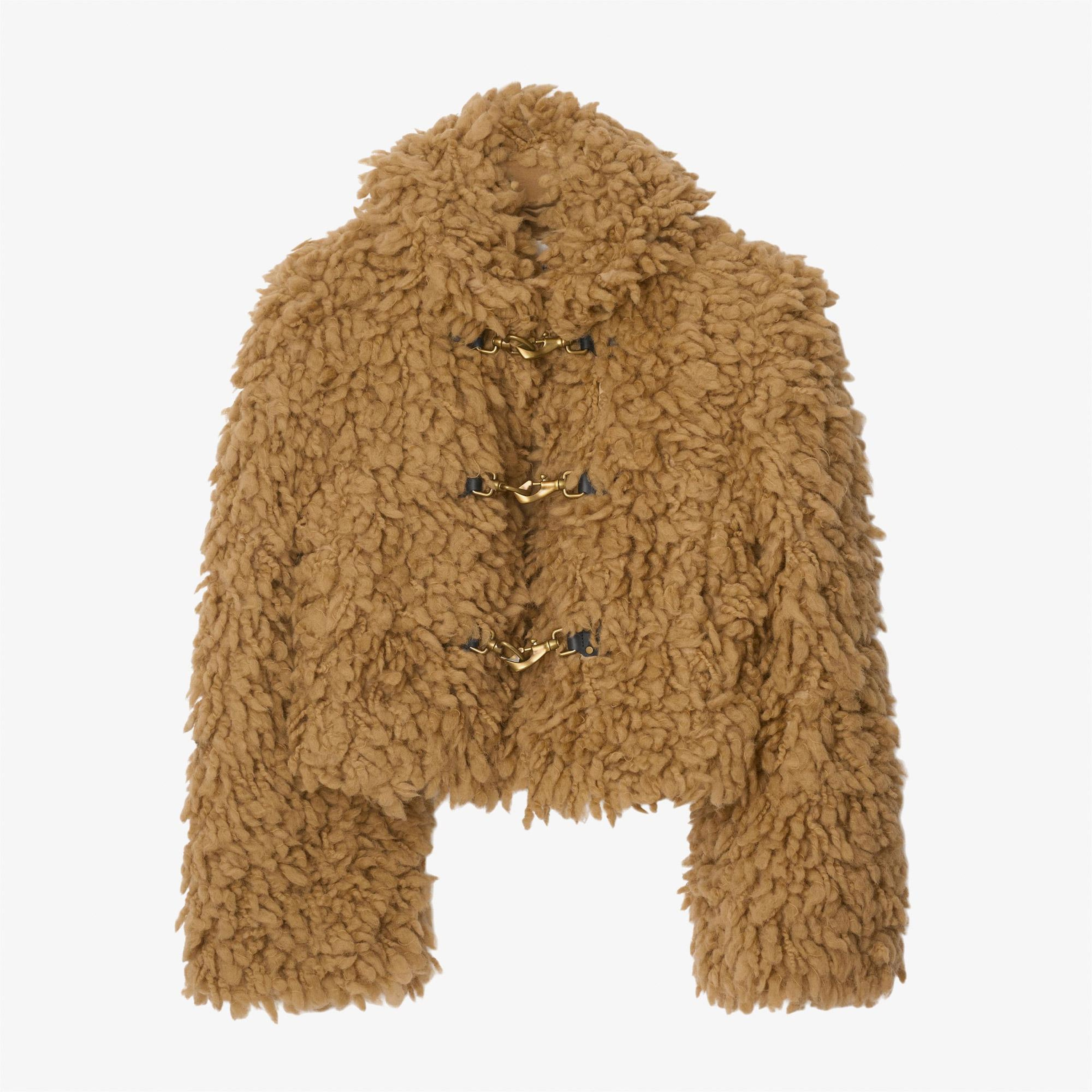 Burberry Giu Cropped Wool Blend Fringe Kadın Bej Mont
