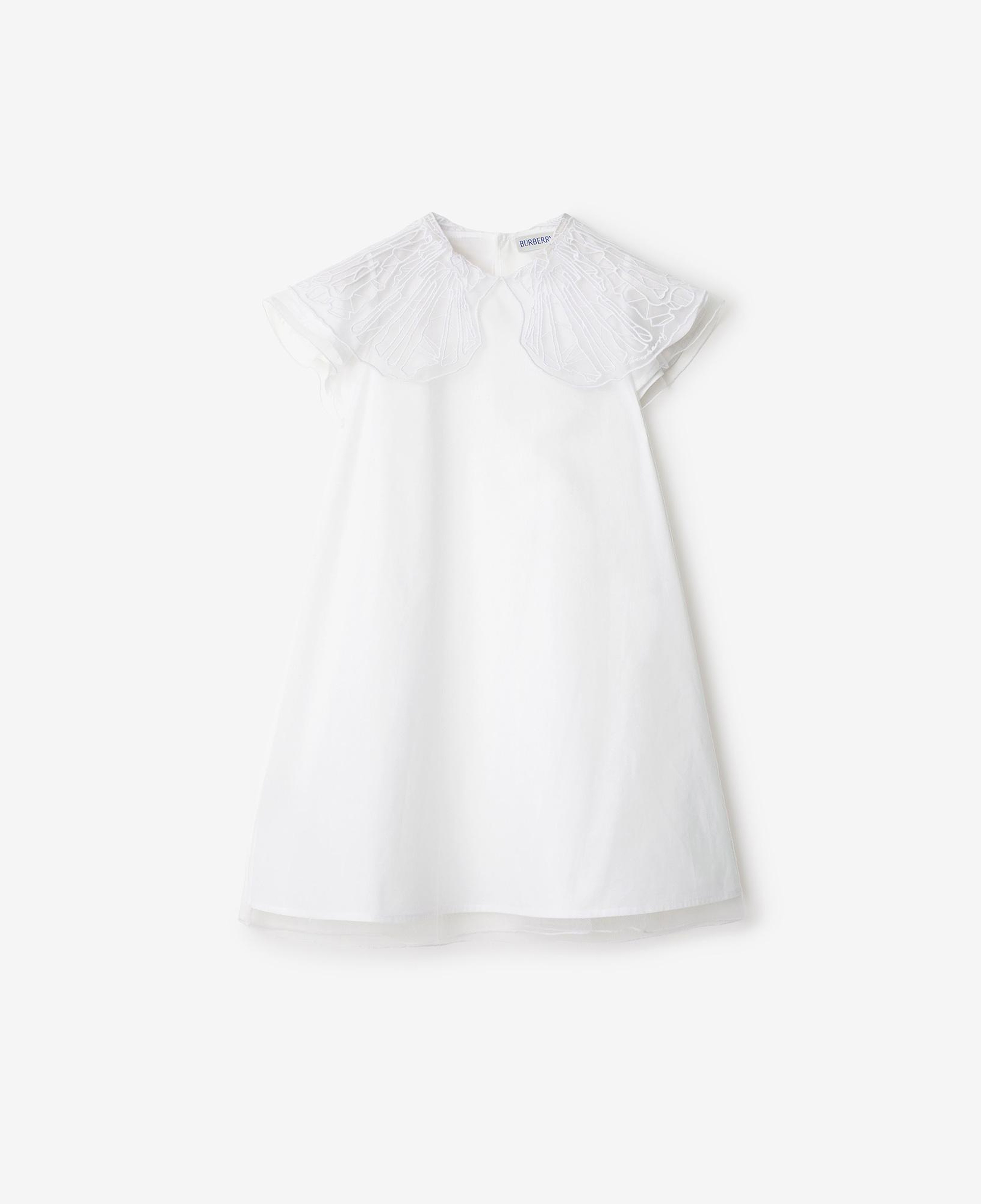 Burberry Shelly Tulle Collar Cotton Çocuk Beyaz Elbise