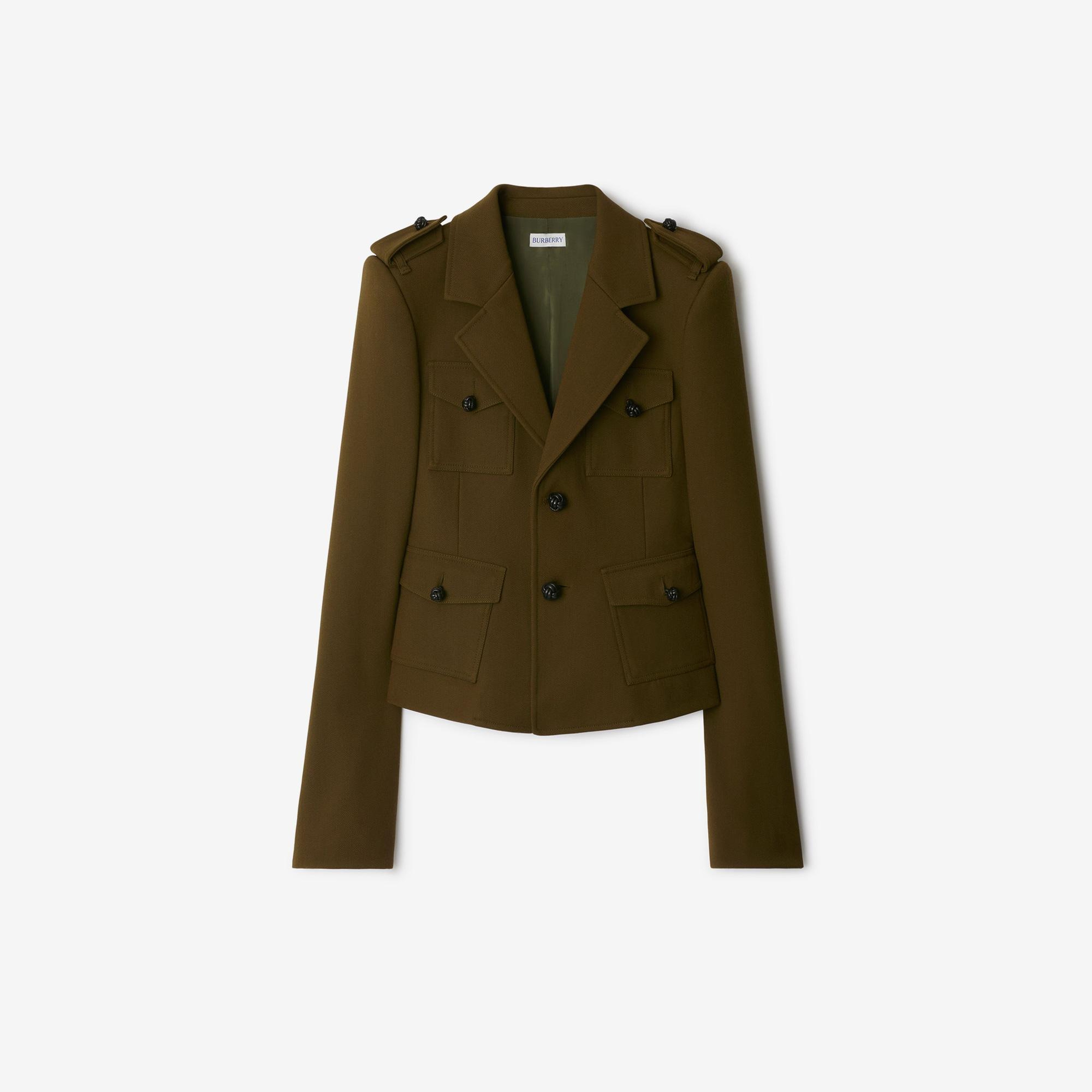 Burberry Nylon Wool Blend Tailored Kadın Haki Ceket