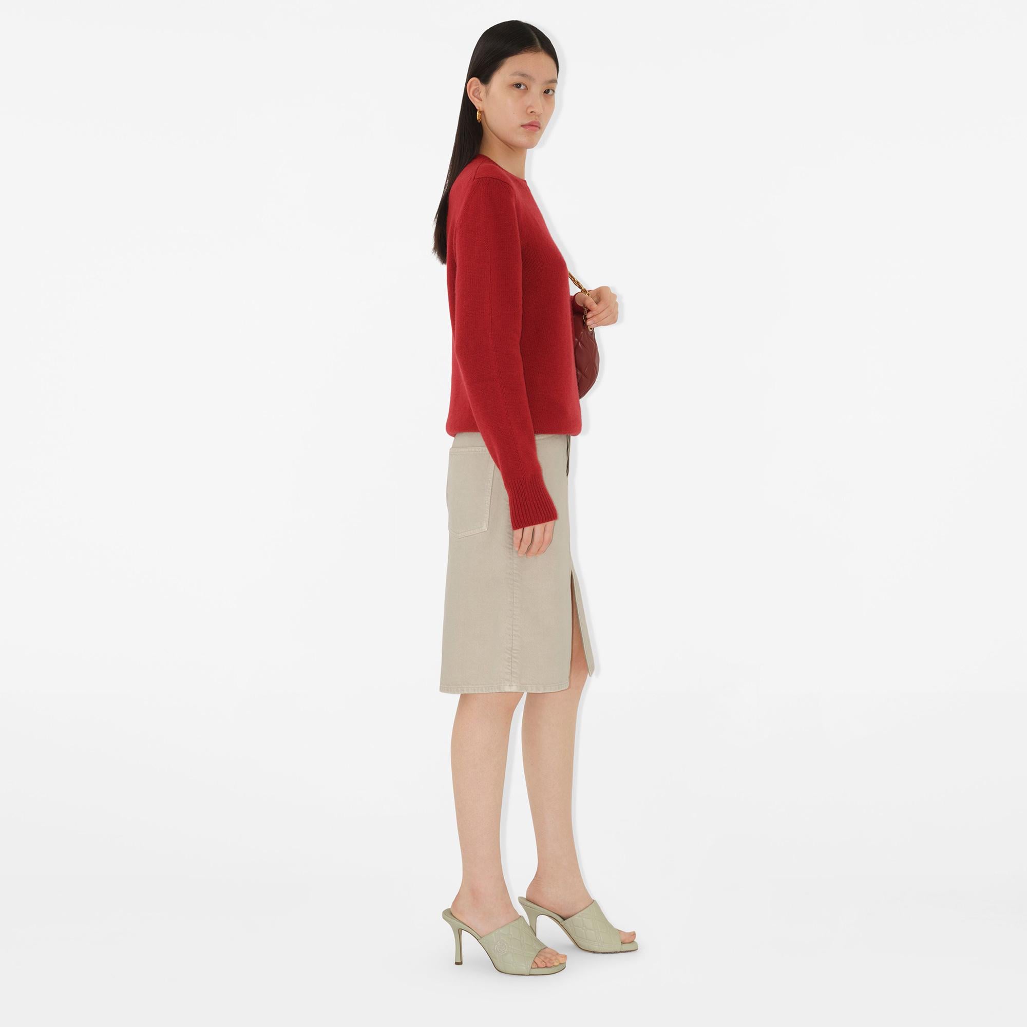 Burberry Lny Pai Snake Wool Cashmere Kadın Kırmızı Kazak