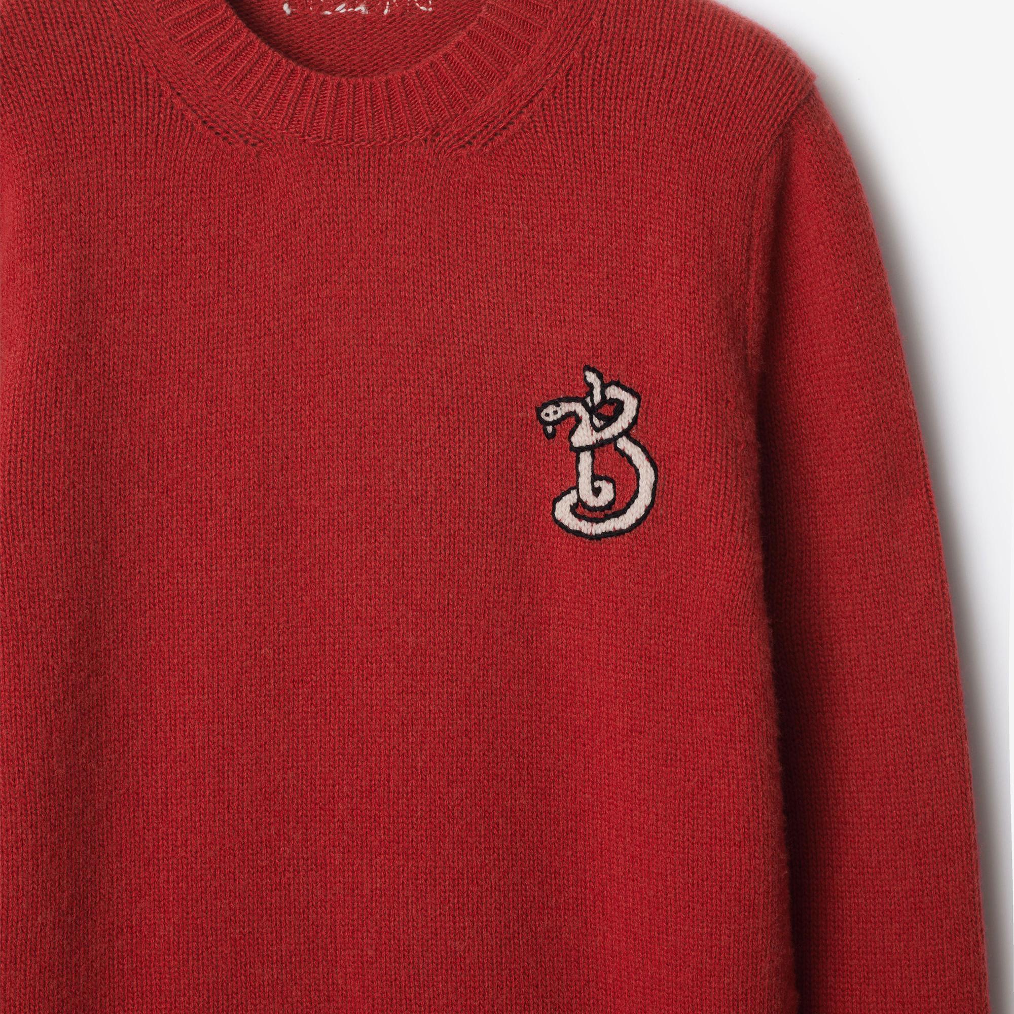 Burberry Lny Pai Snake Wool Cashmere Kadın Kırmızı Kazak