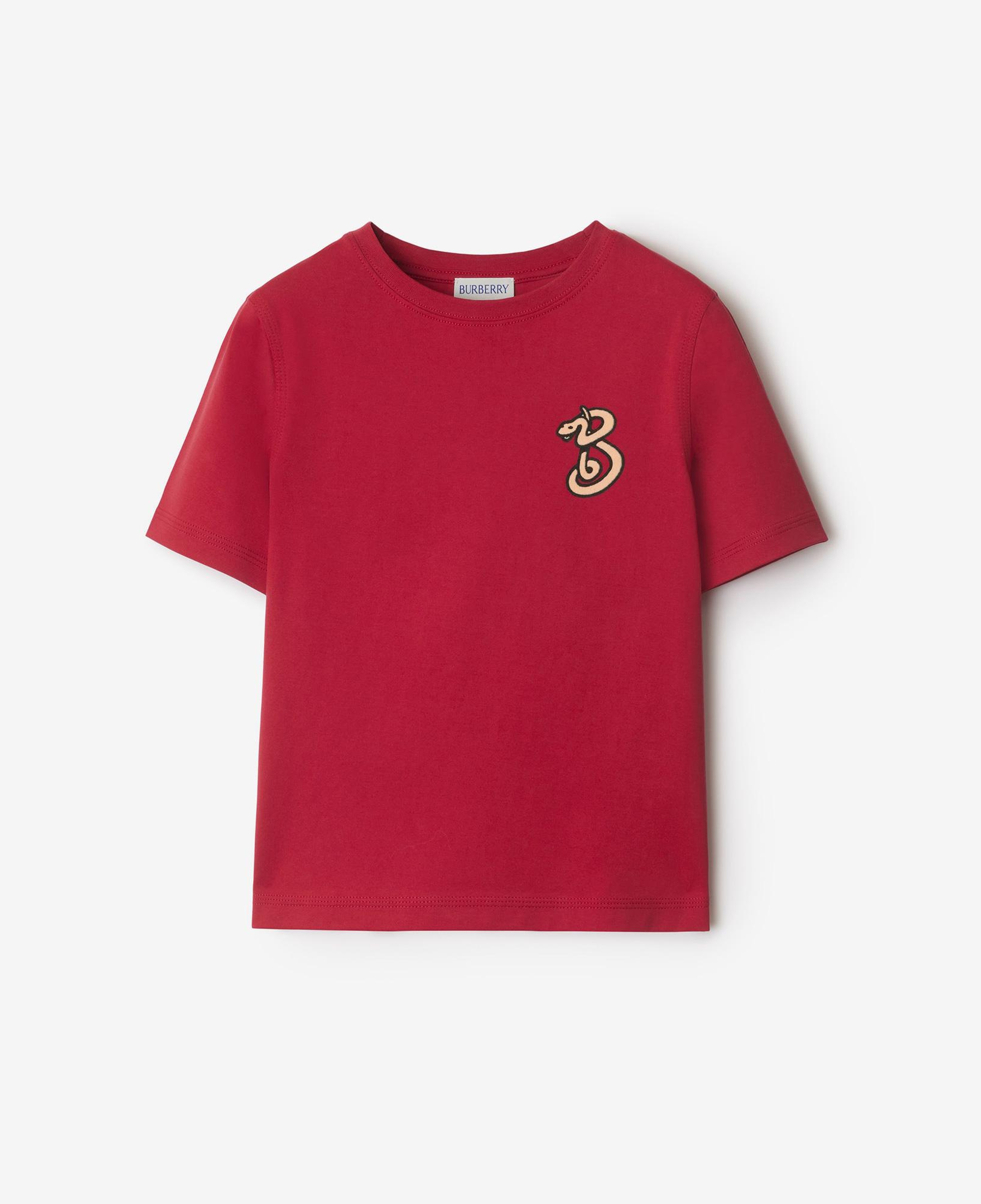 Burberry Cedar Snake Cotton Çocuk Kırmızı T-Shirt