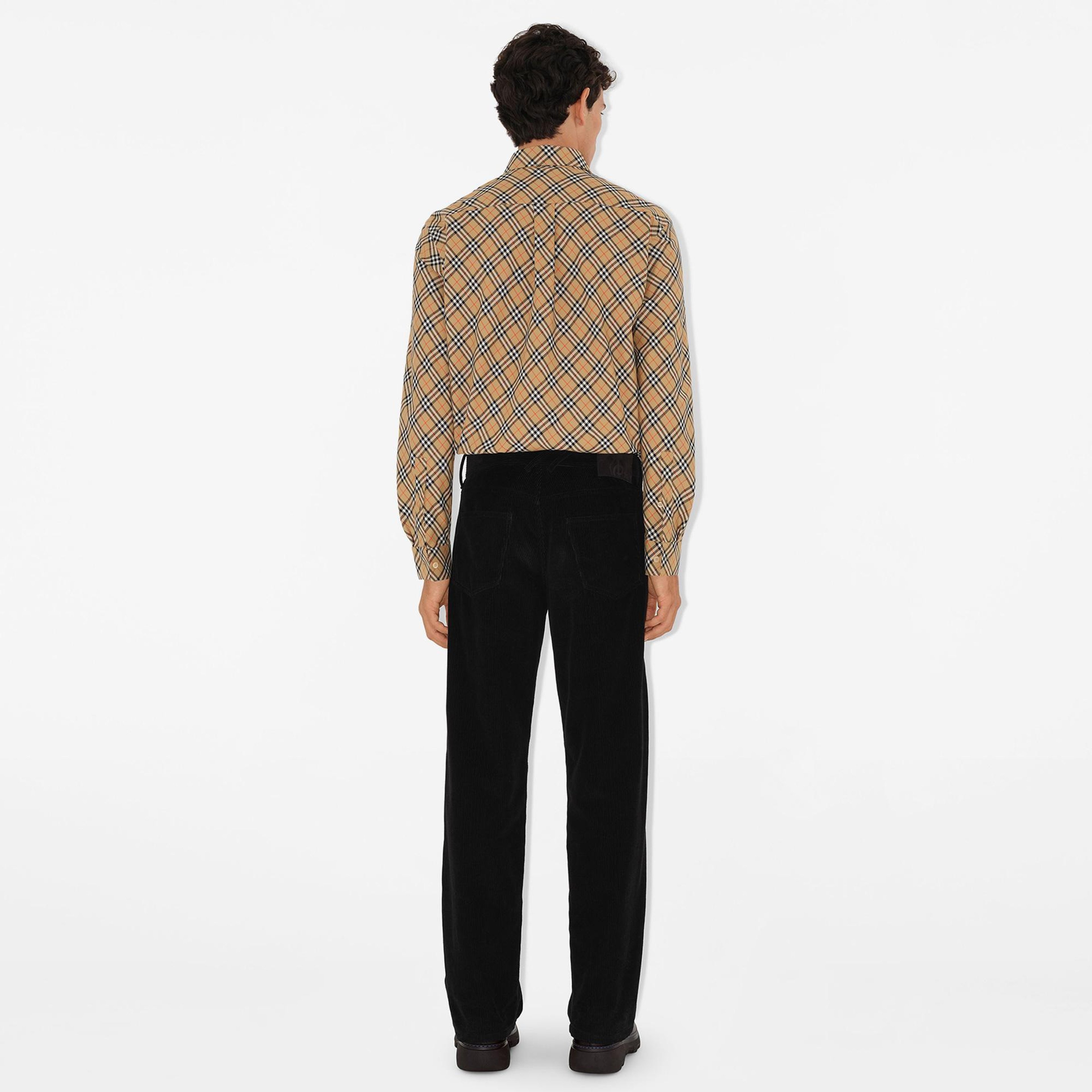 Burberry Check Pamuklu Erkek Bej Gömlek