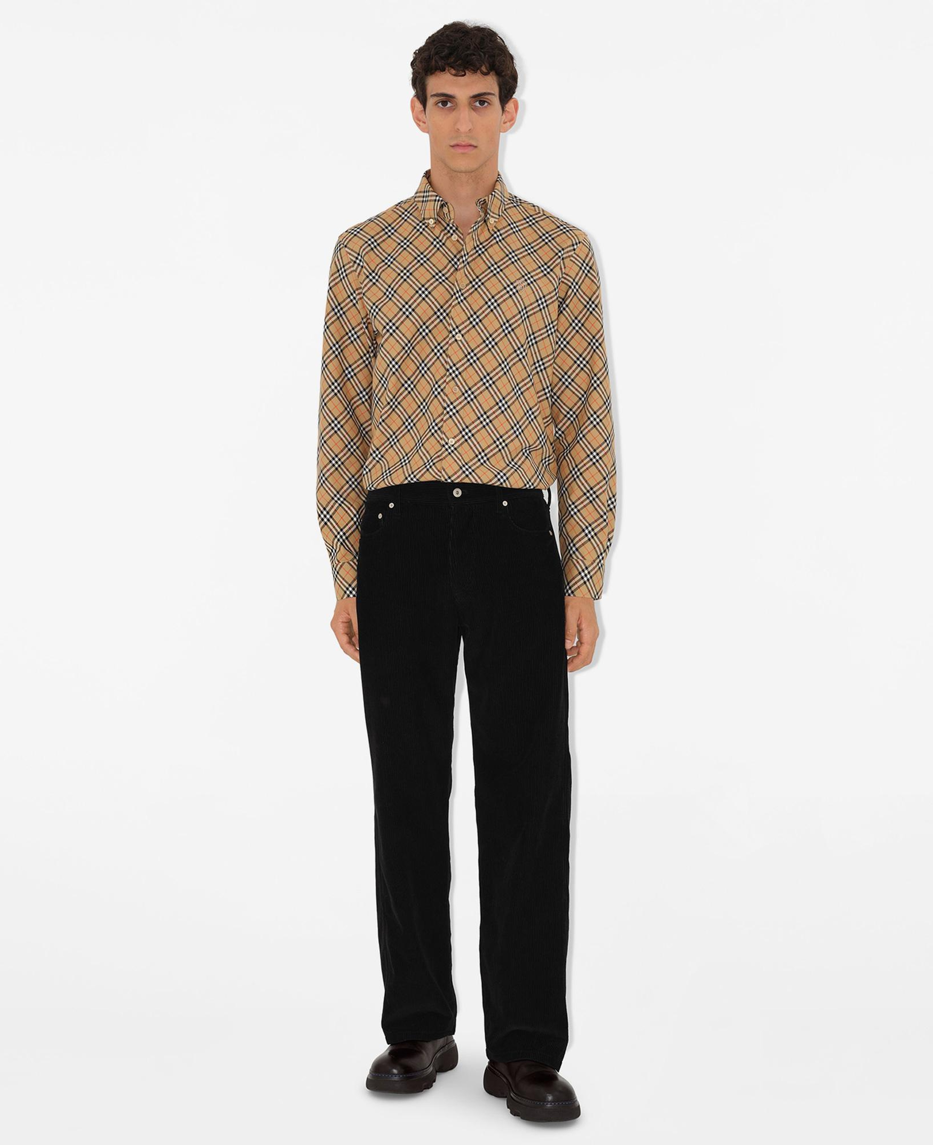 Burberry Check Pamuklu Erkek Bej Gömlek