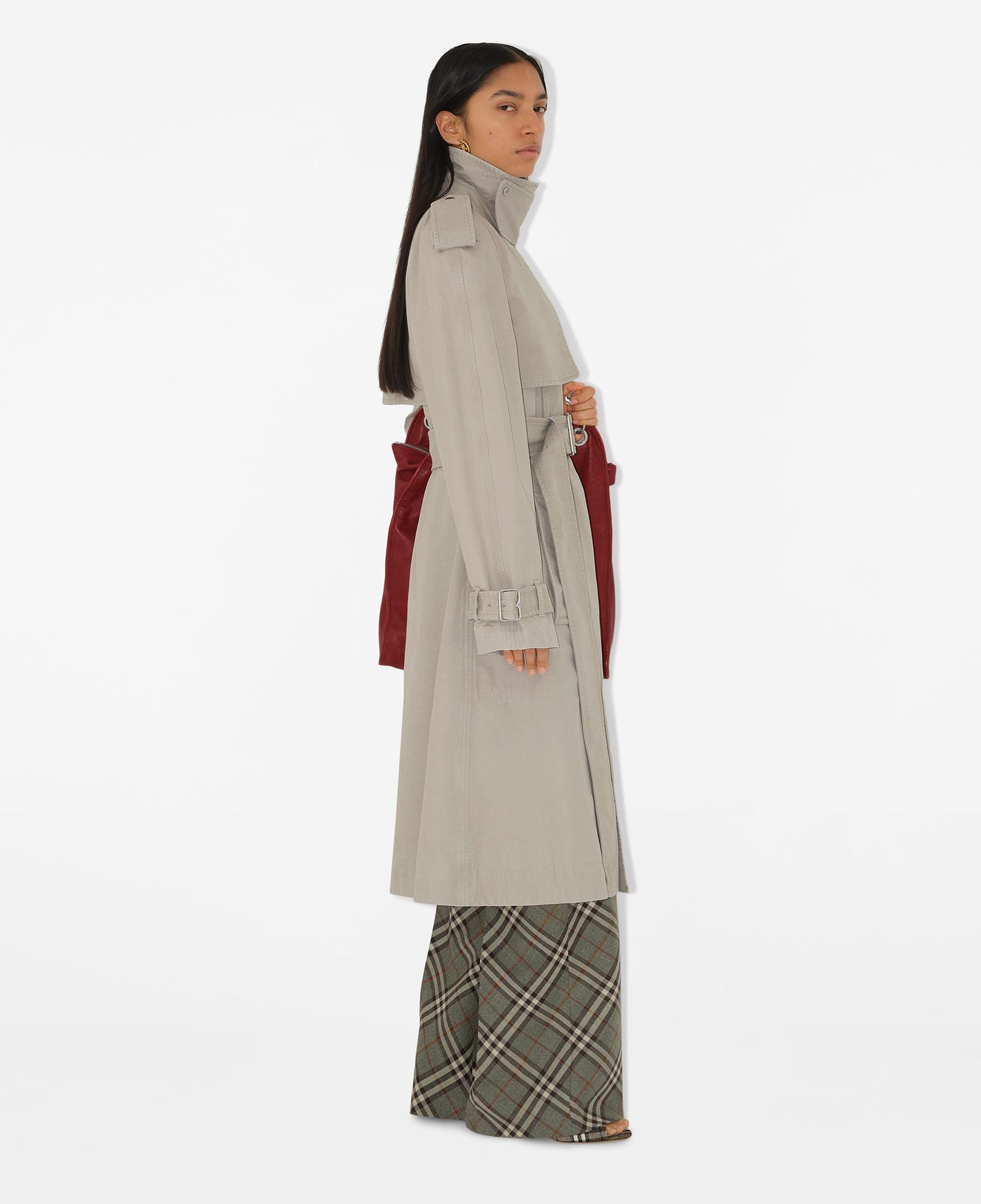 Burberry Tec Long Cotton Kadın Krem Trençkot