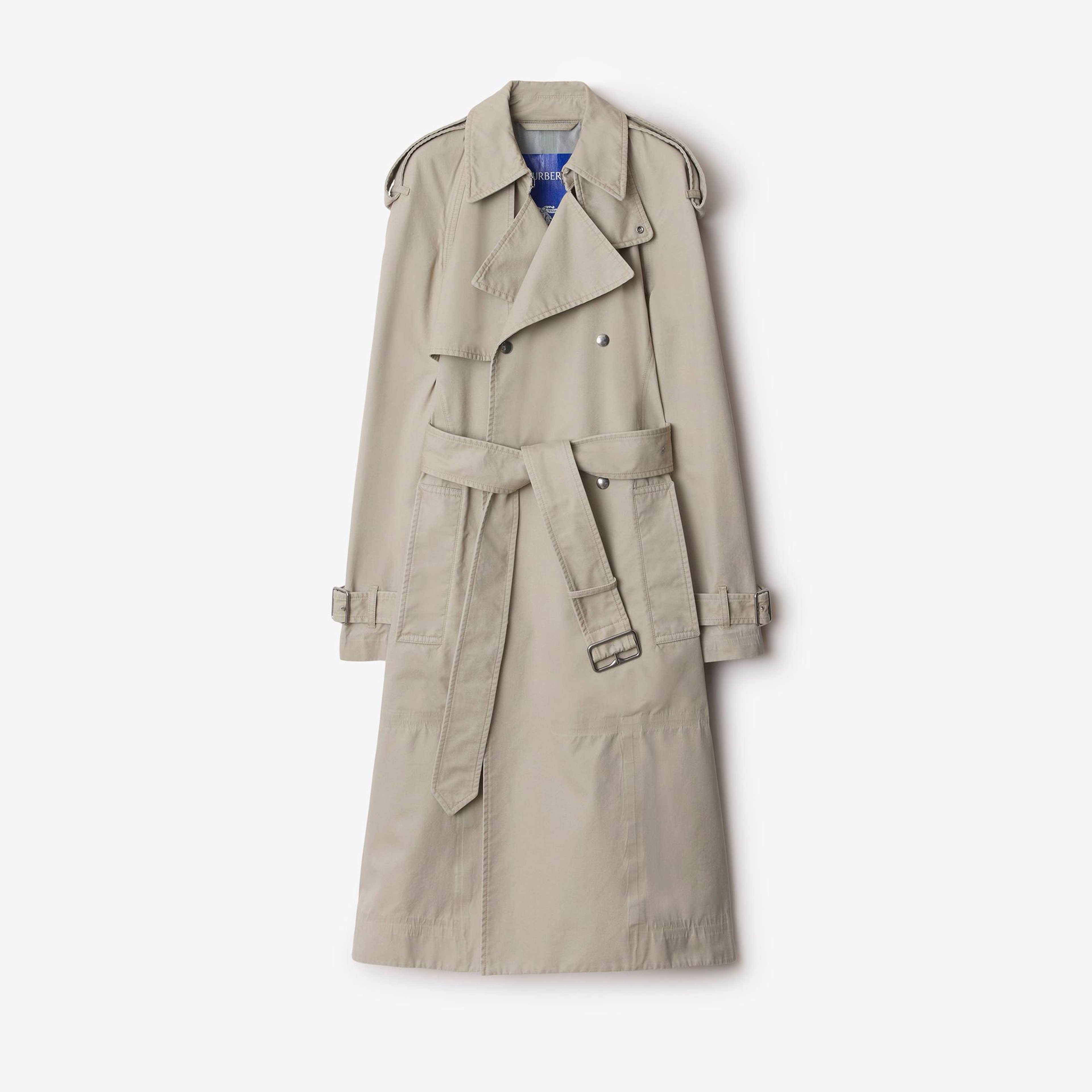 Burberry Tec Long Cotton Kadın Krem Trençkot