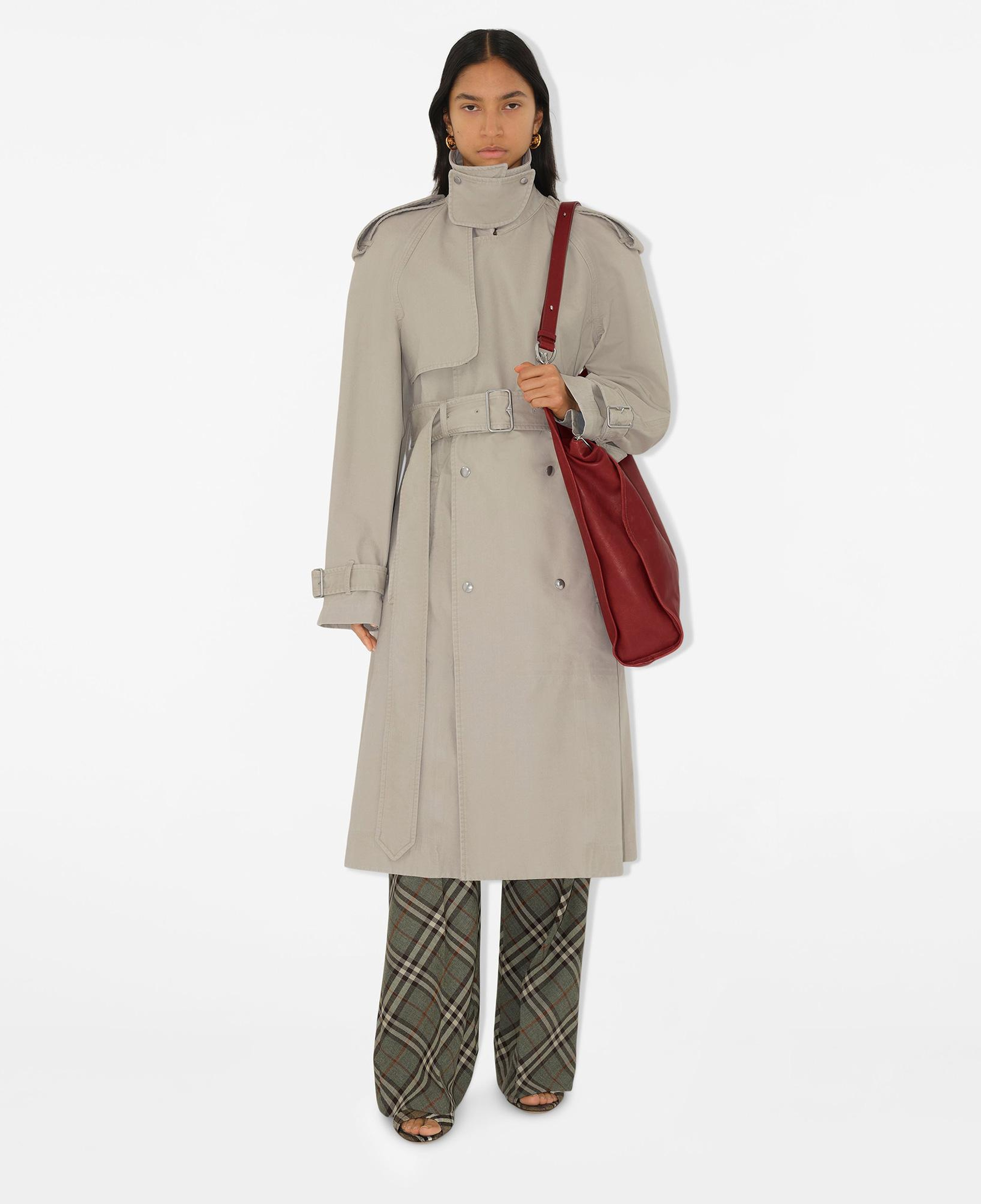Burberry Tec Long Cotton Kadın Krem Trençkot