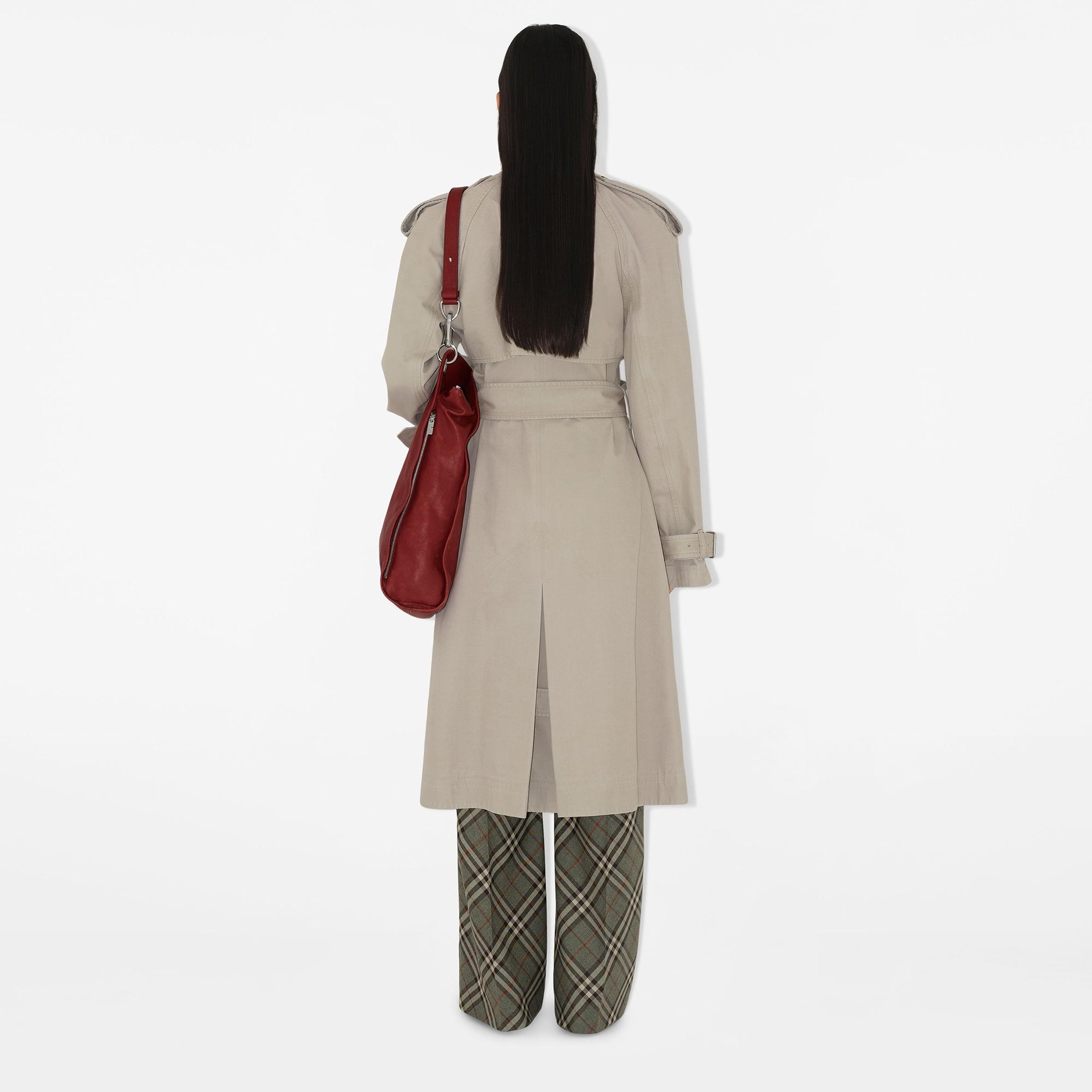 Burberry Tec Long Cotton Kadın Krem Trençkot