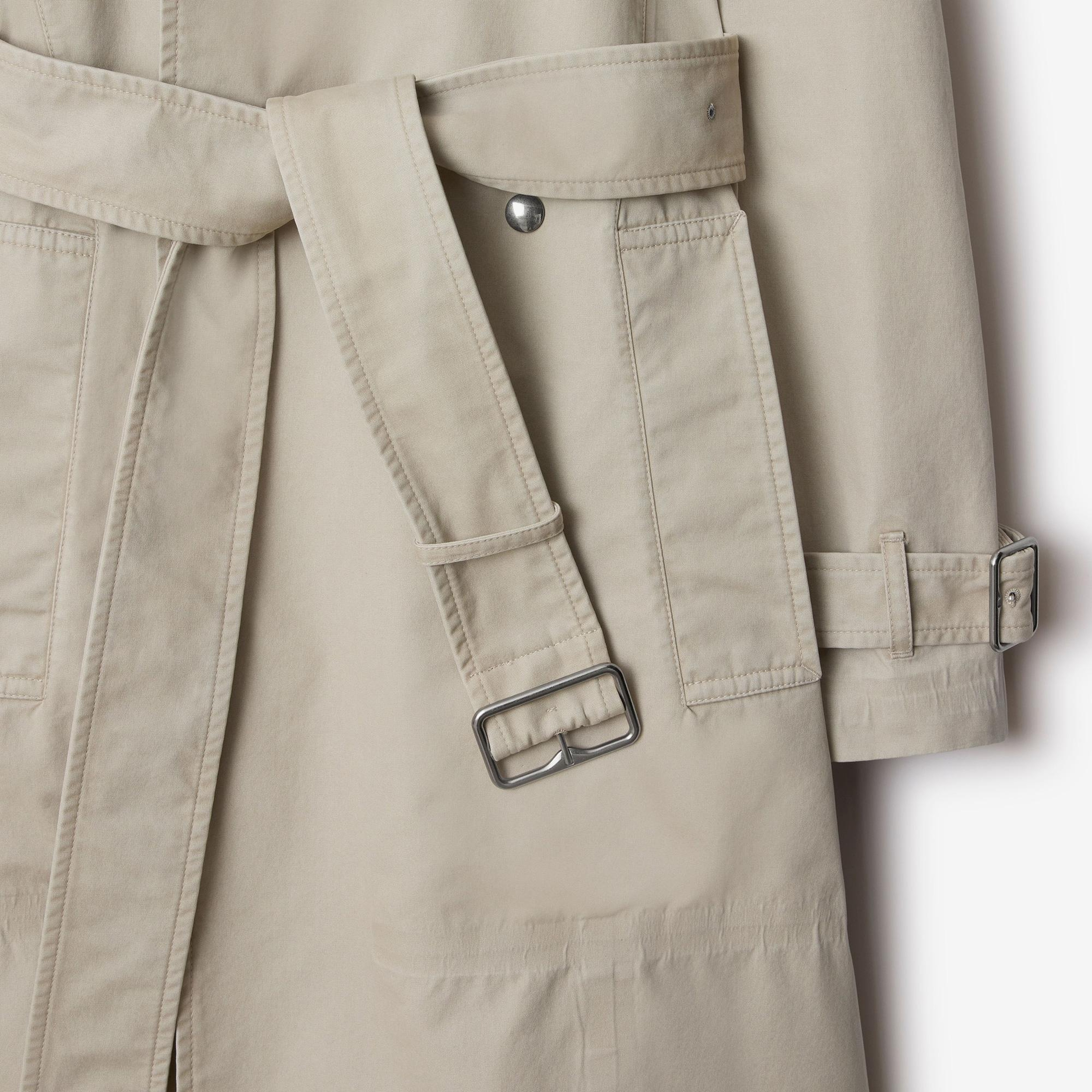Burberry Tec Long Cotton Kadın Krem Trençkot