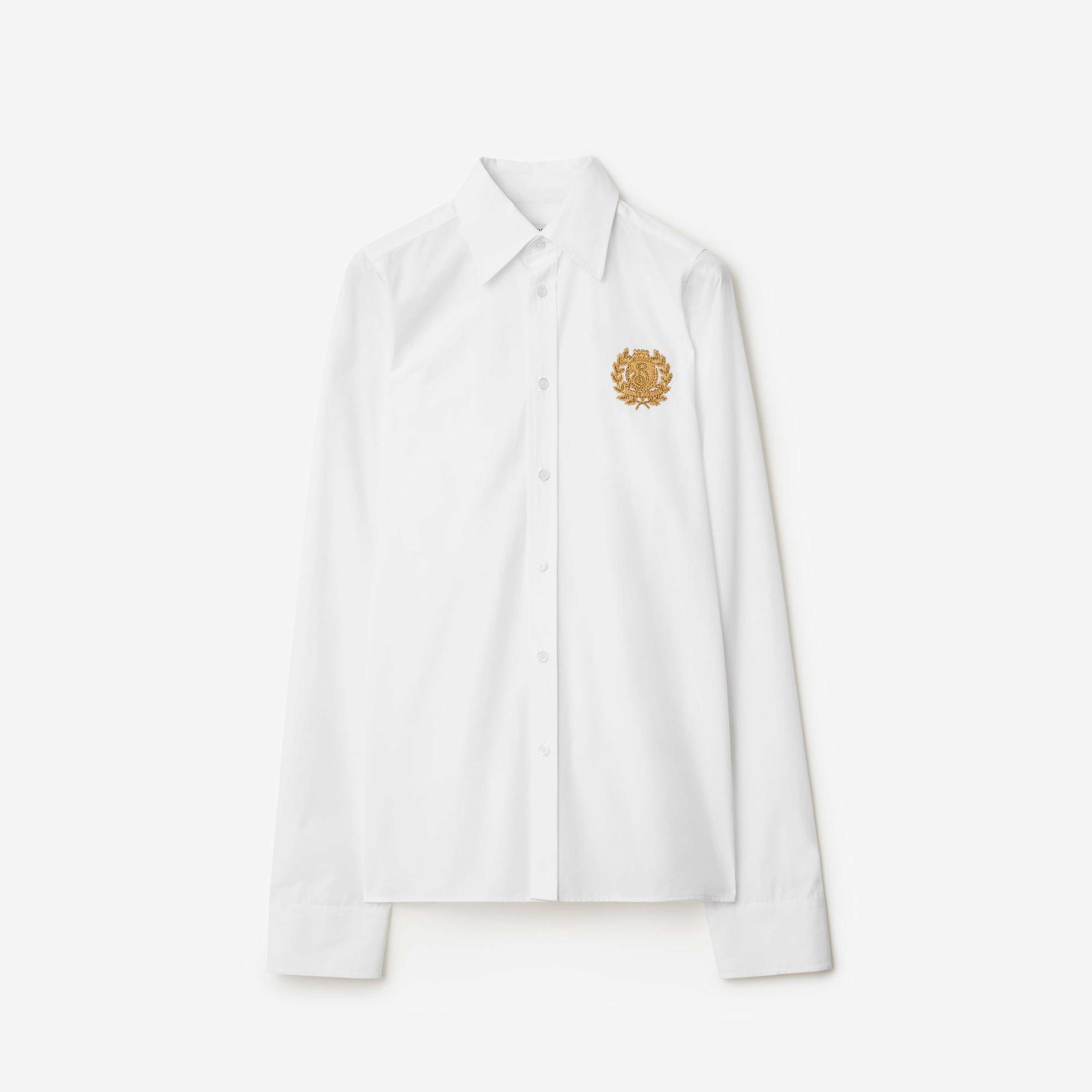 Burberry Sip Crest Cotton Kadın Beyaz Gömlek