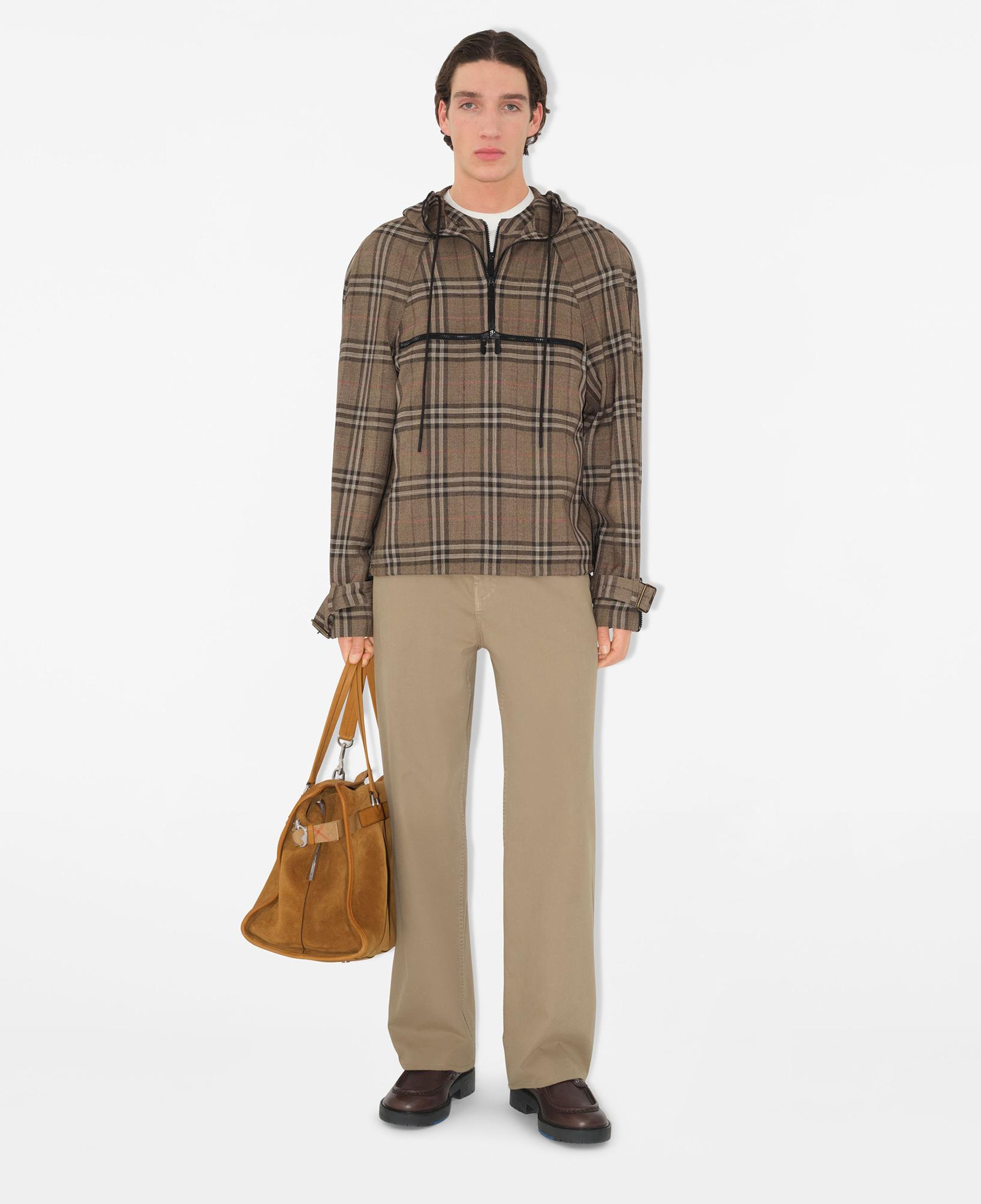 Burberry Giu Silk Blend Half-Zip Erkek Haki Mont