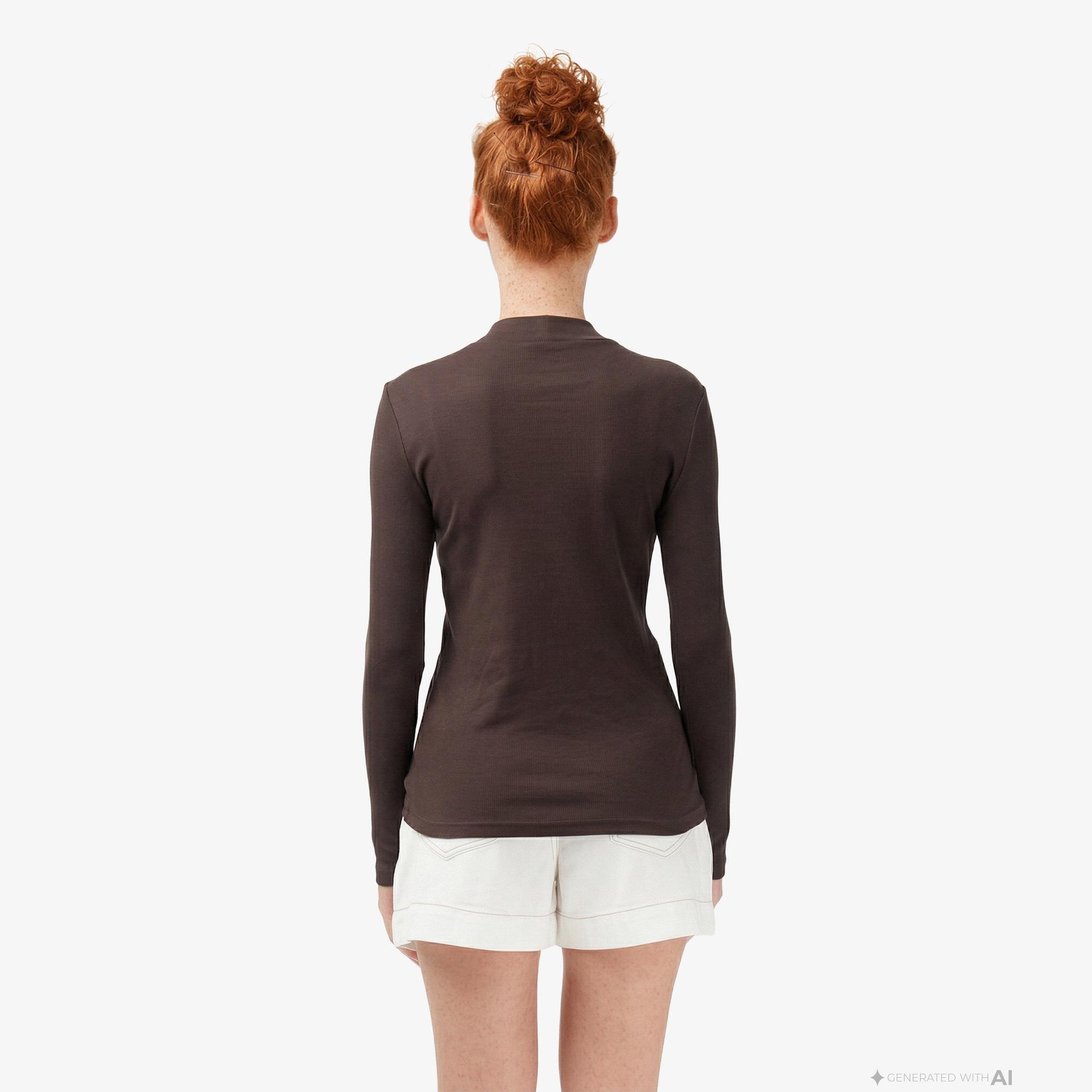 Lacoste Regular Fit Kadın Kahverengi Modal Karışımlı T-Shirt