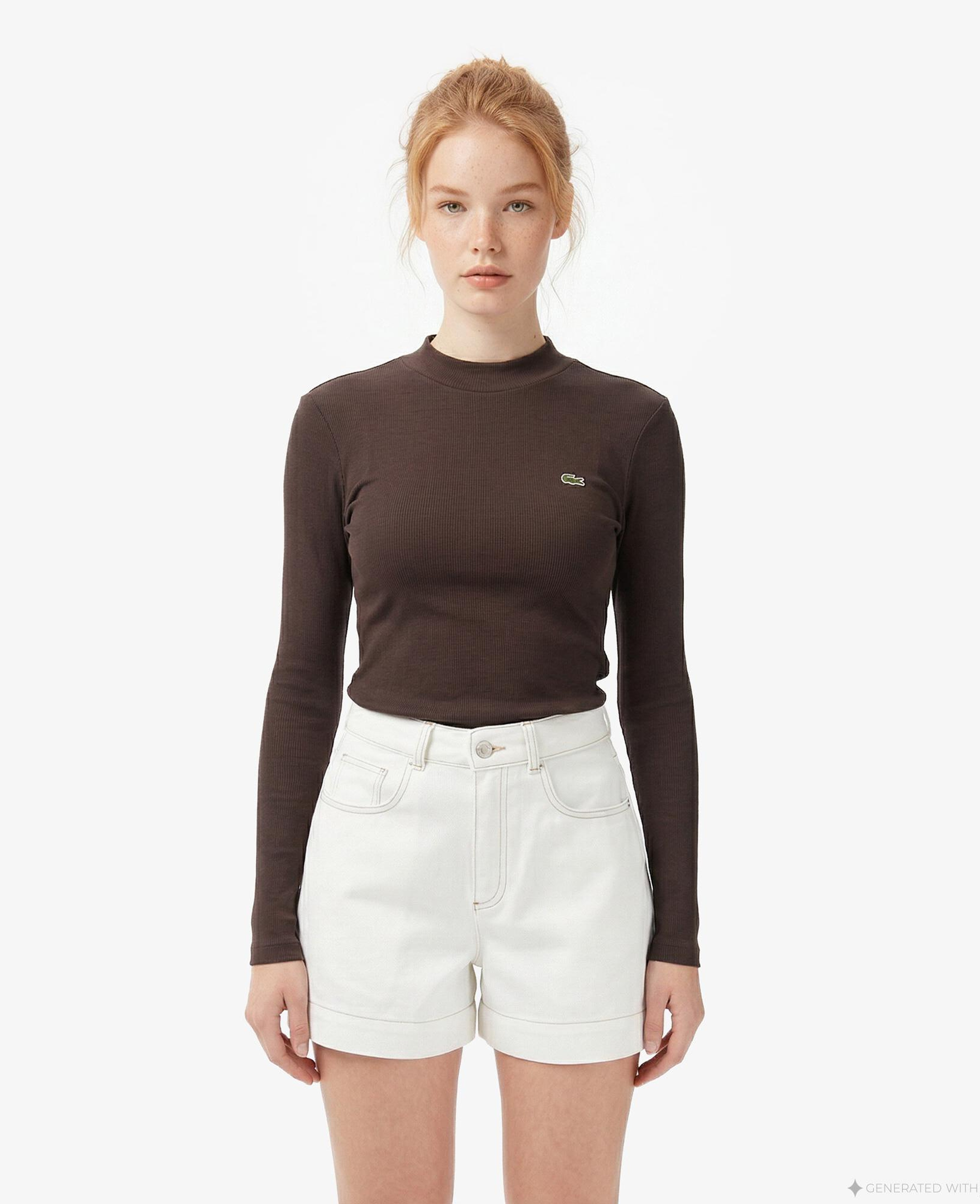 Lacoste Regular Fit Kadın Kahverengi Modal Karışımlı T-Shirt