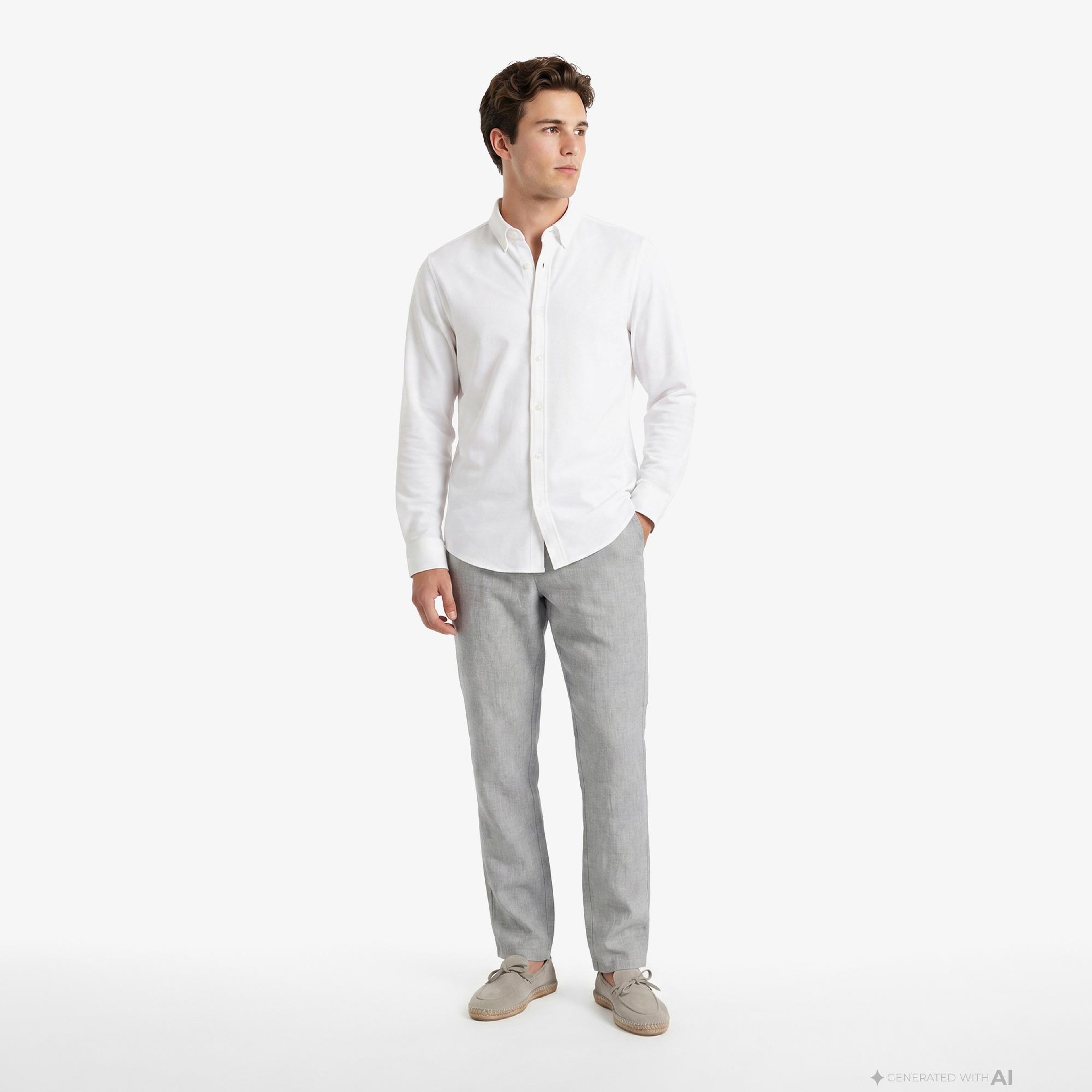 Nautica Erkek Beyaz Regular Fit Gömlek