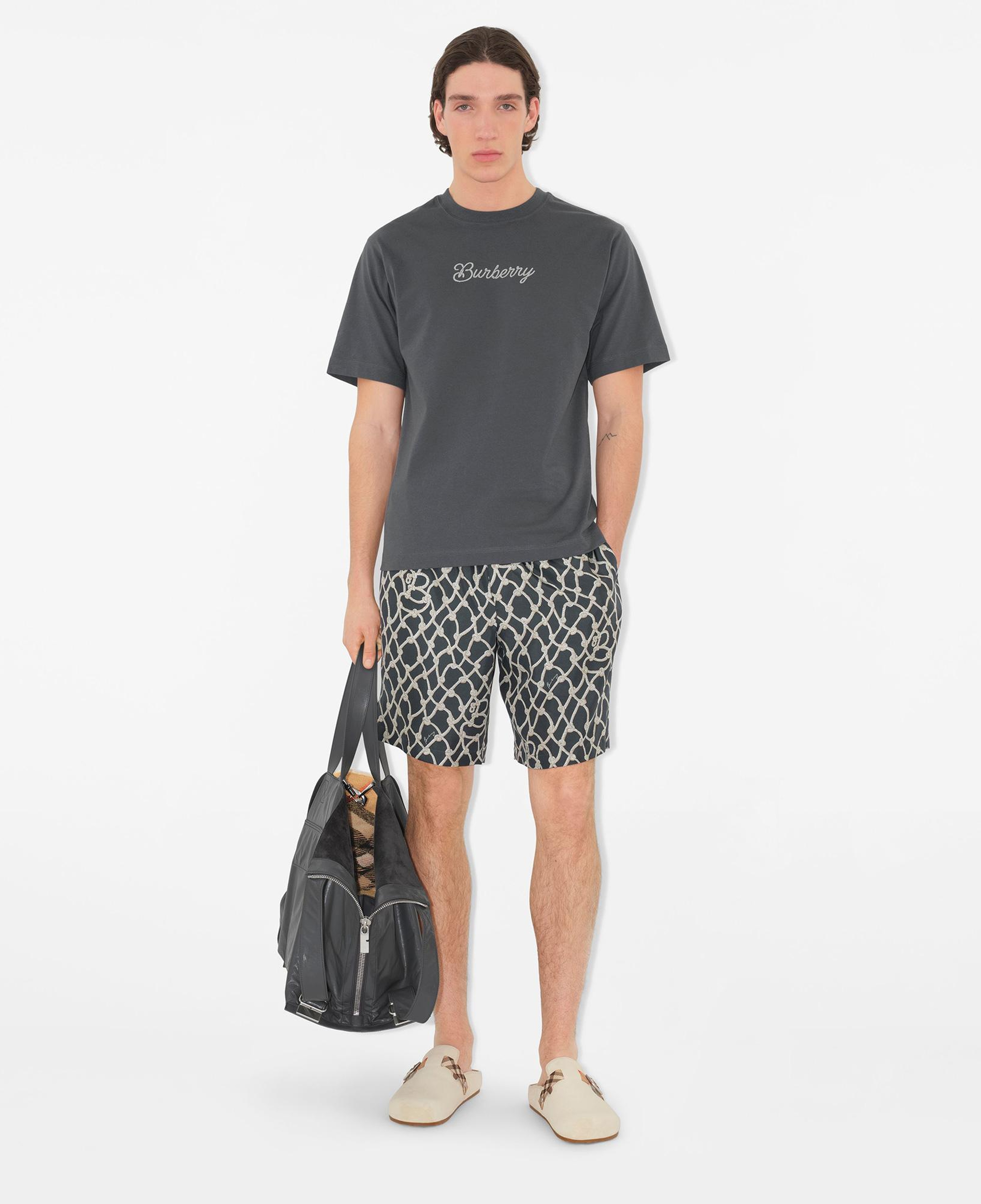 Burberry Sic Surfer Knight Cotton Erkek Gri T-Shirt