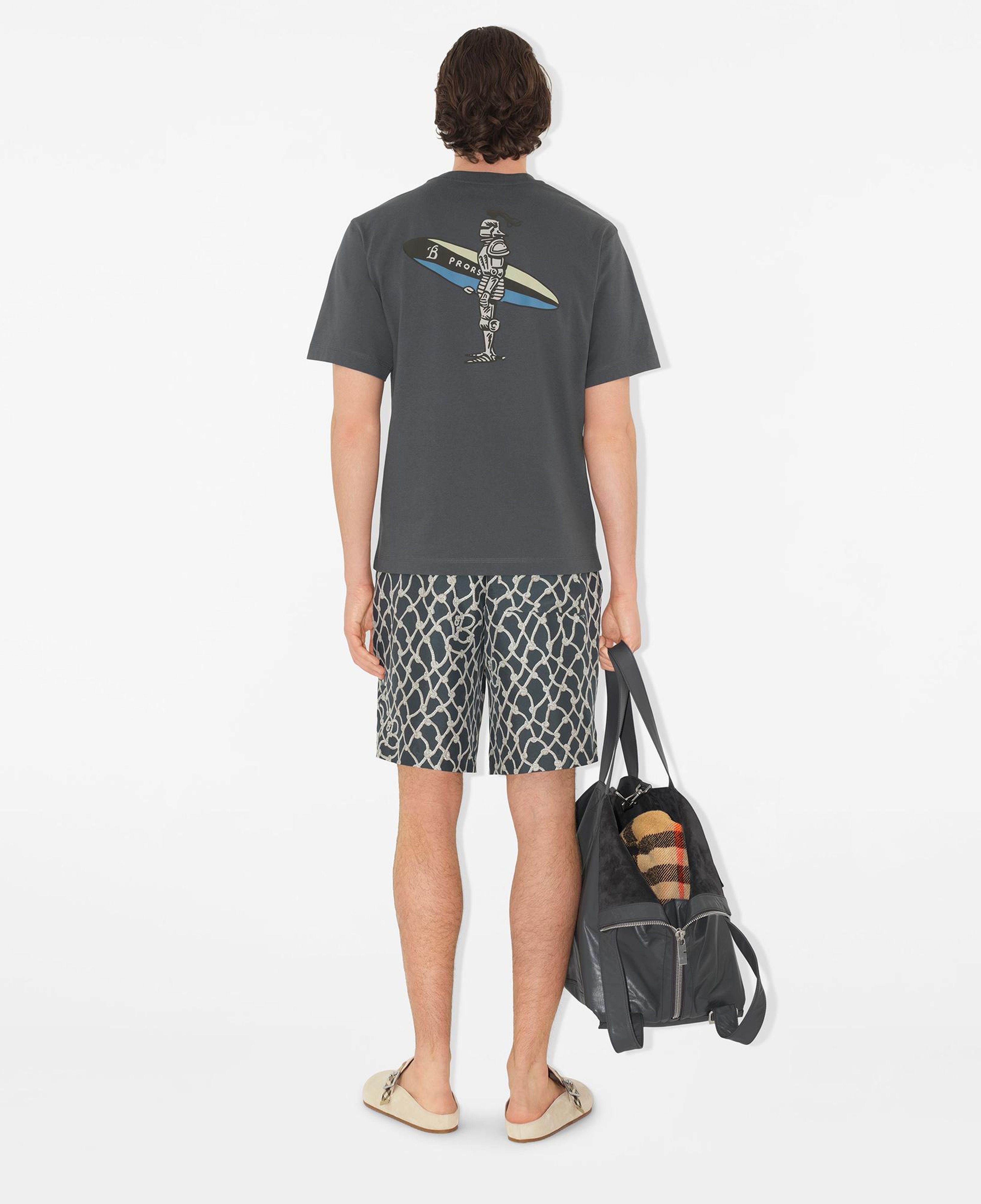 Burberry Sic Surfer Knight Cotton Erkek Gri T-Shirt