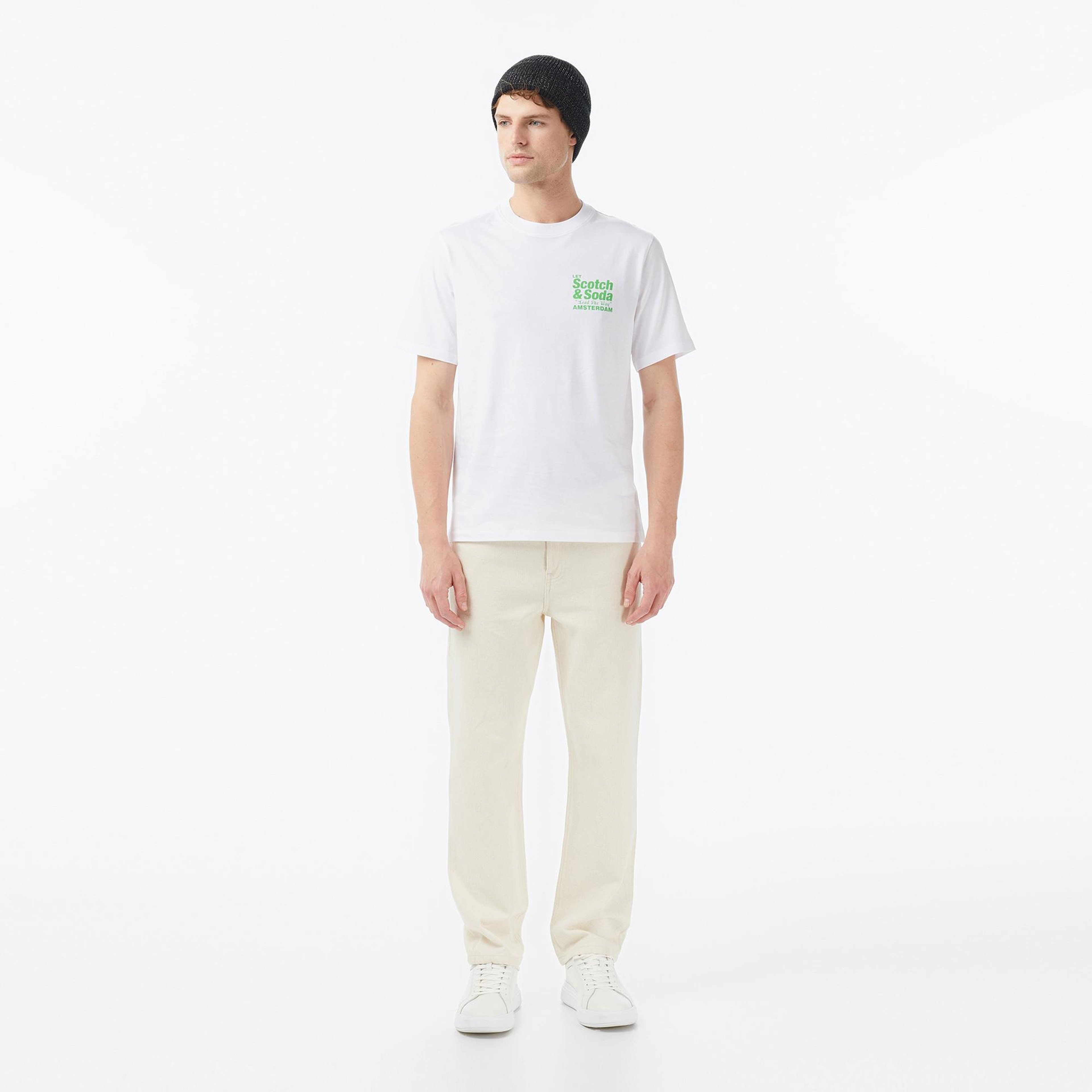 Scotch&Soda Regular Fit Front Back Erkek Beyaz T-Shirt