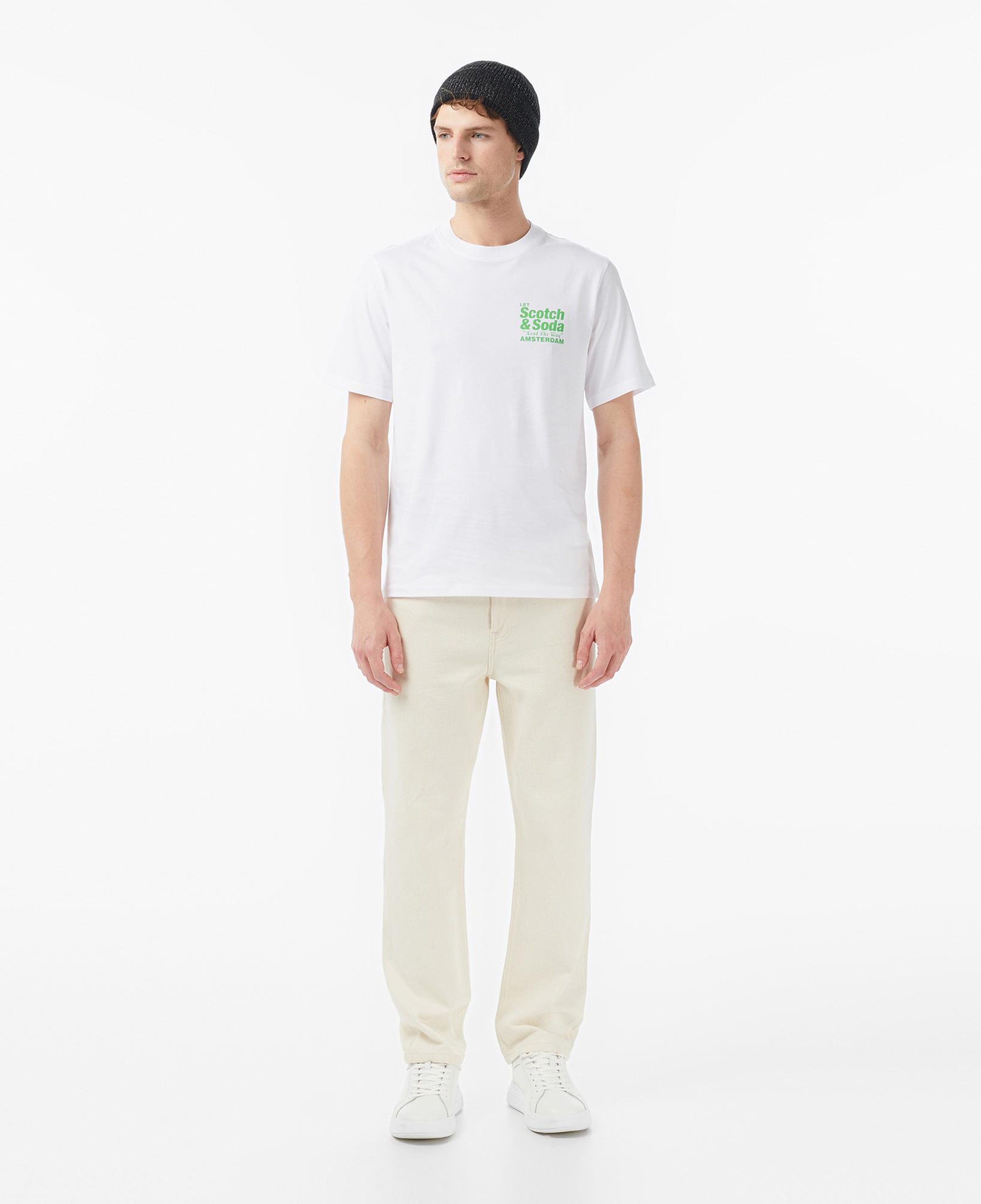 Scotch&Soda Regular Fit Front Back Erkek Beyaz T-Shirt