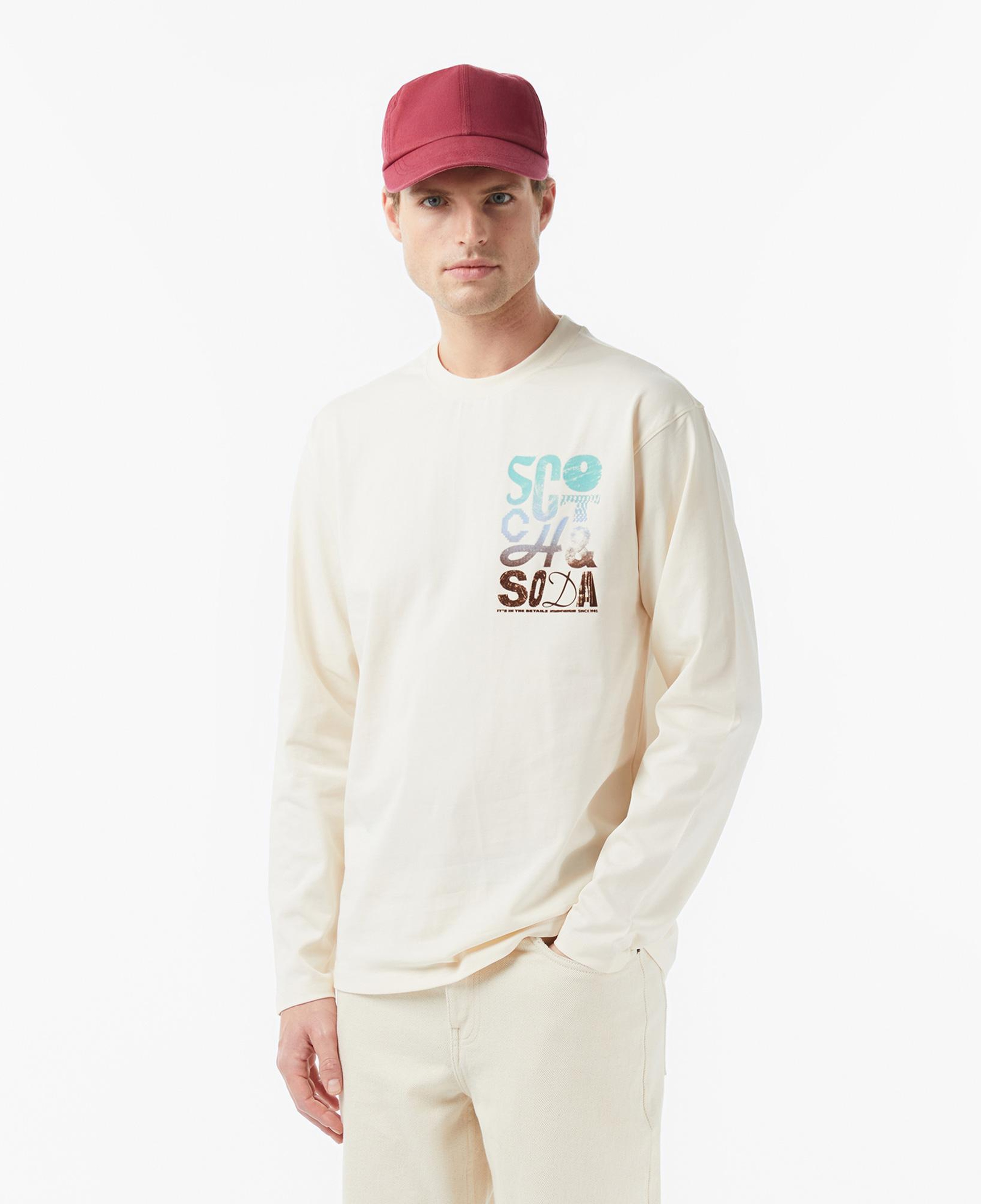 Scotch&Soda Relaxed Fit Artwork Erkek Bej T-Shirt