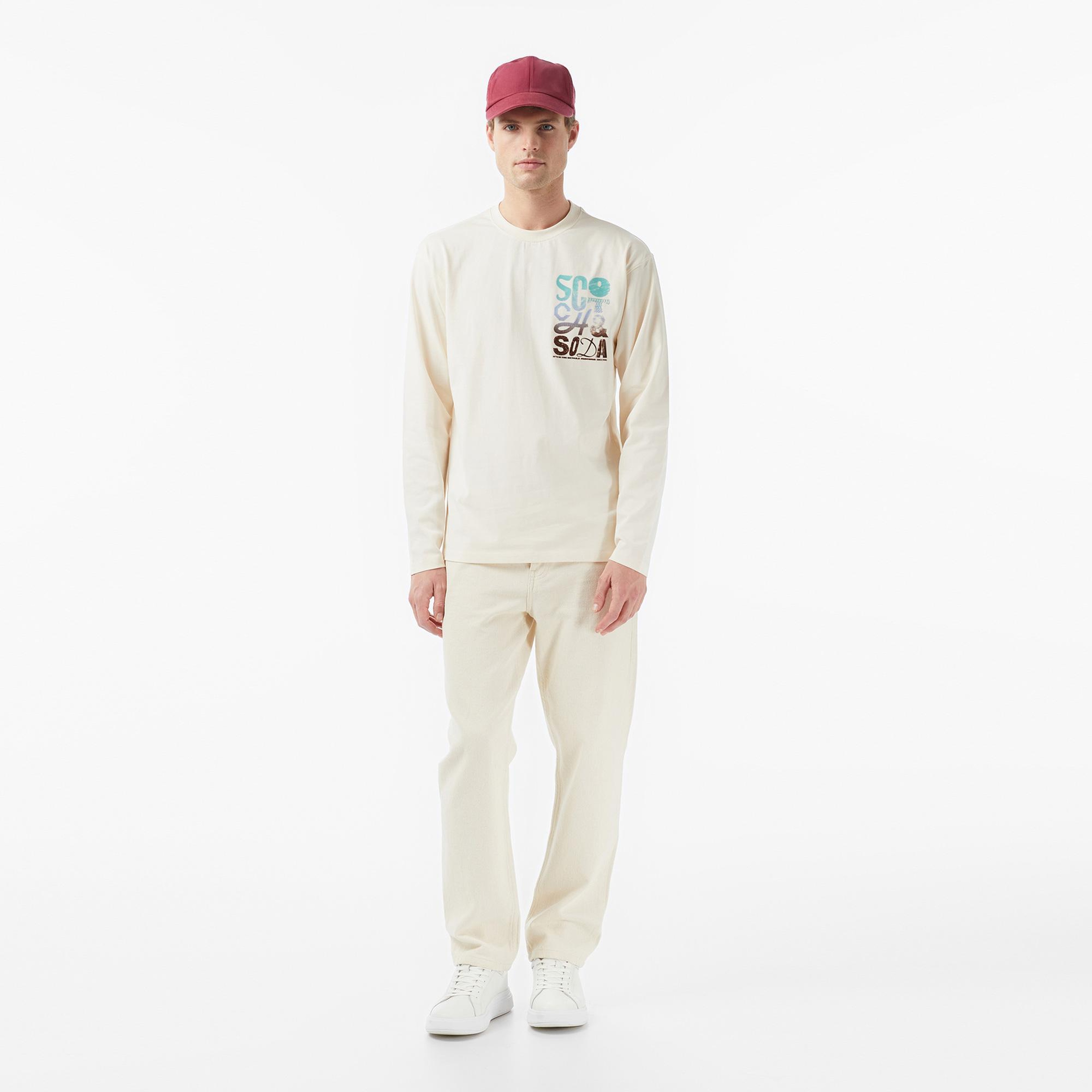 Scotch&Soda Relaxed Fit Artwork Erkek Bej T-Shirt
